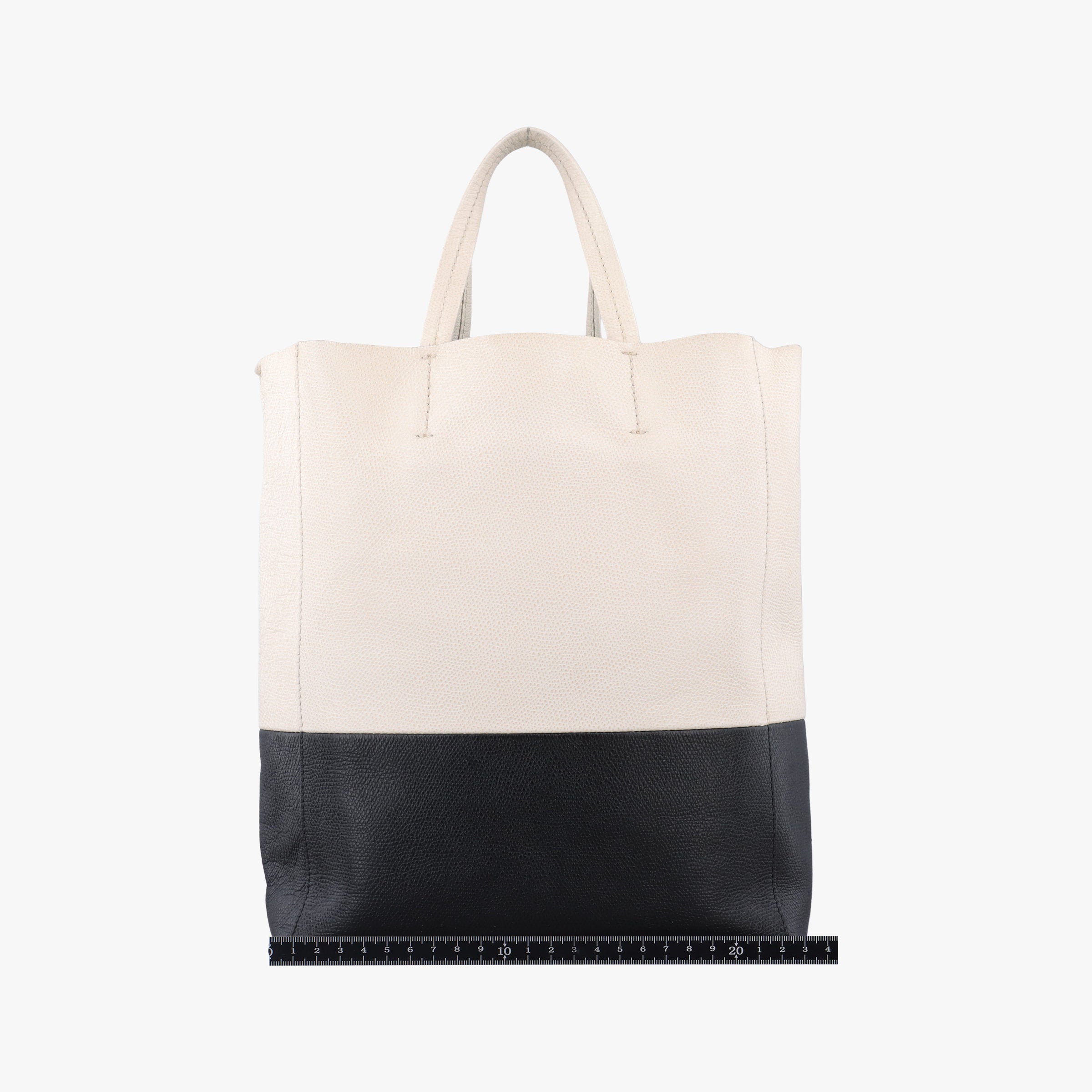 Pre-owned Celine Cabas Tote Cream × Black Leather  shoulderbag | stylenewstar