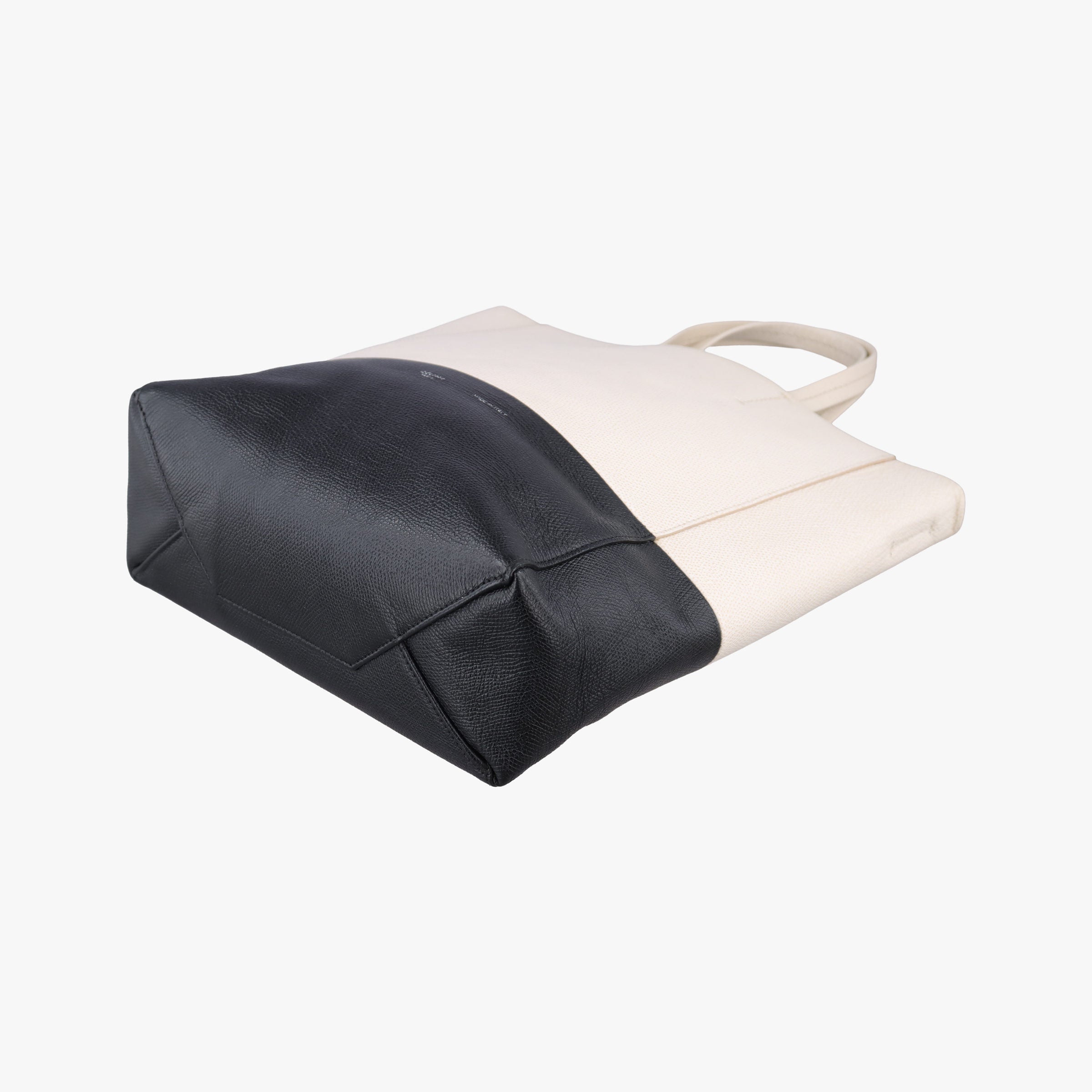 Pre-owned Celine Cabas Tote Cream × Black Leather  shoulderbag | stylenewstar