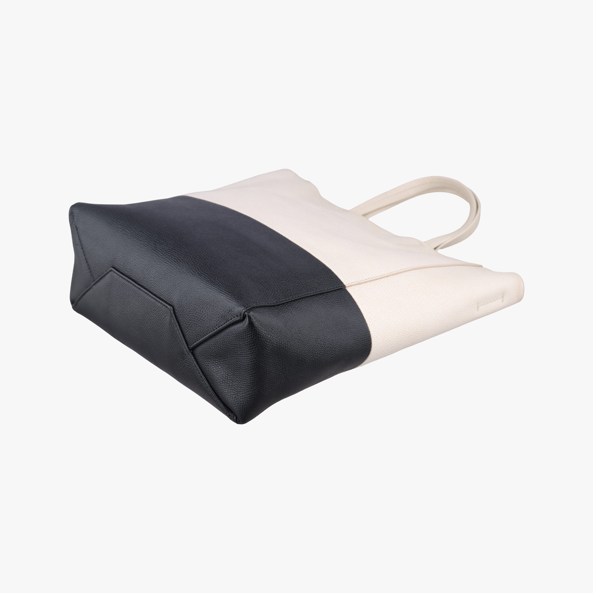 Pre-owned Celine Cabas Tote Cream × Black Leather  shoulderbag | stylenewstar