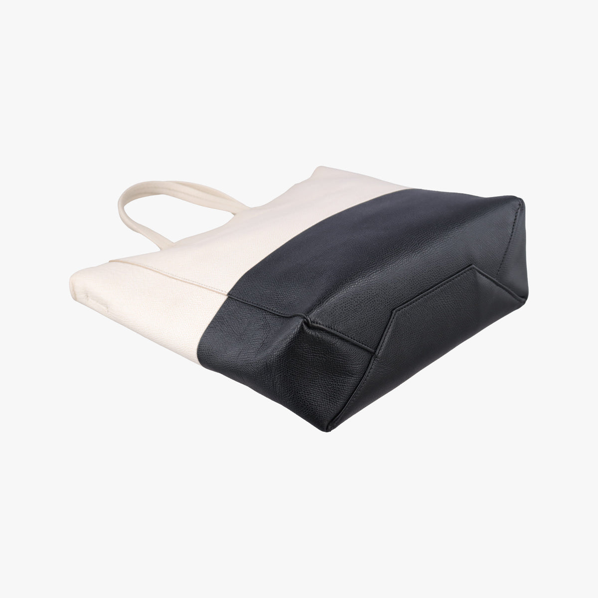 Pre-owned Celine Cabas Tote Cream × Black Leather  shoulderbag | stylenewstar