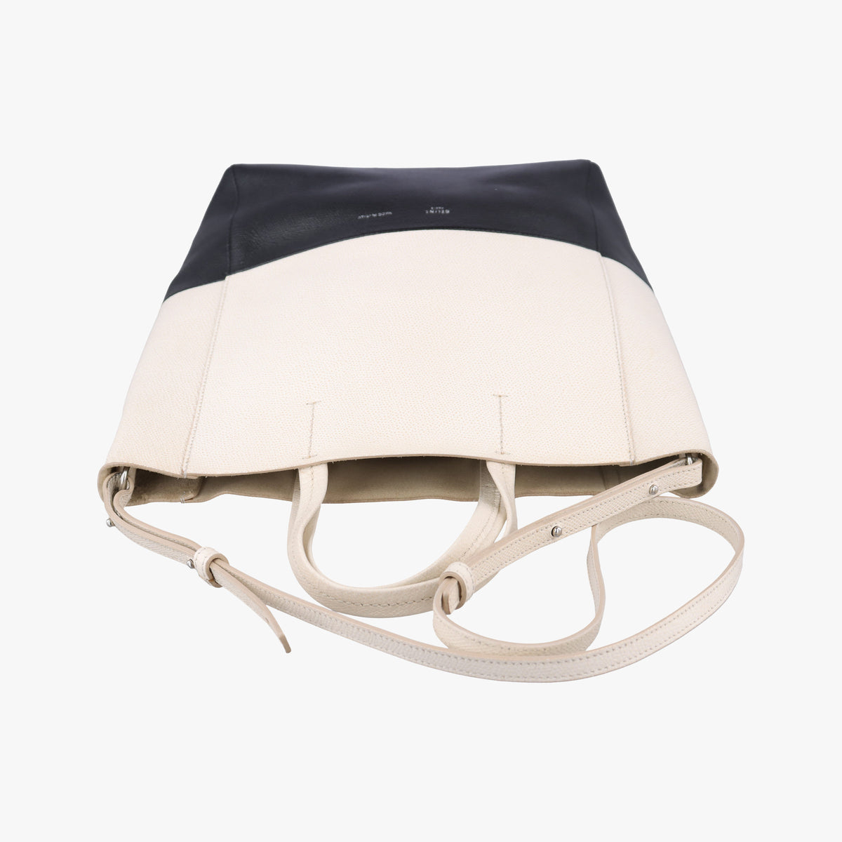 Pre-owned Celine Cabas Tote Cream × Black Leather  shoulderbag | stylenewstar