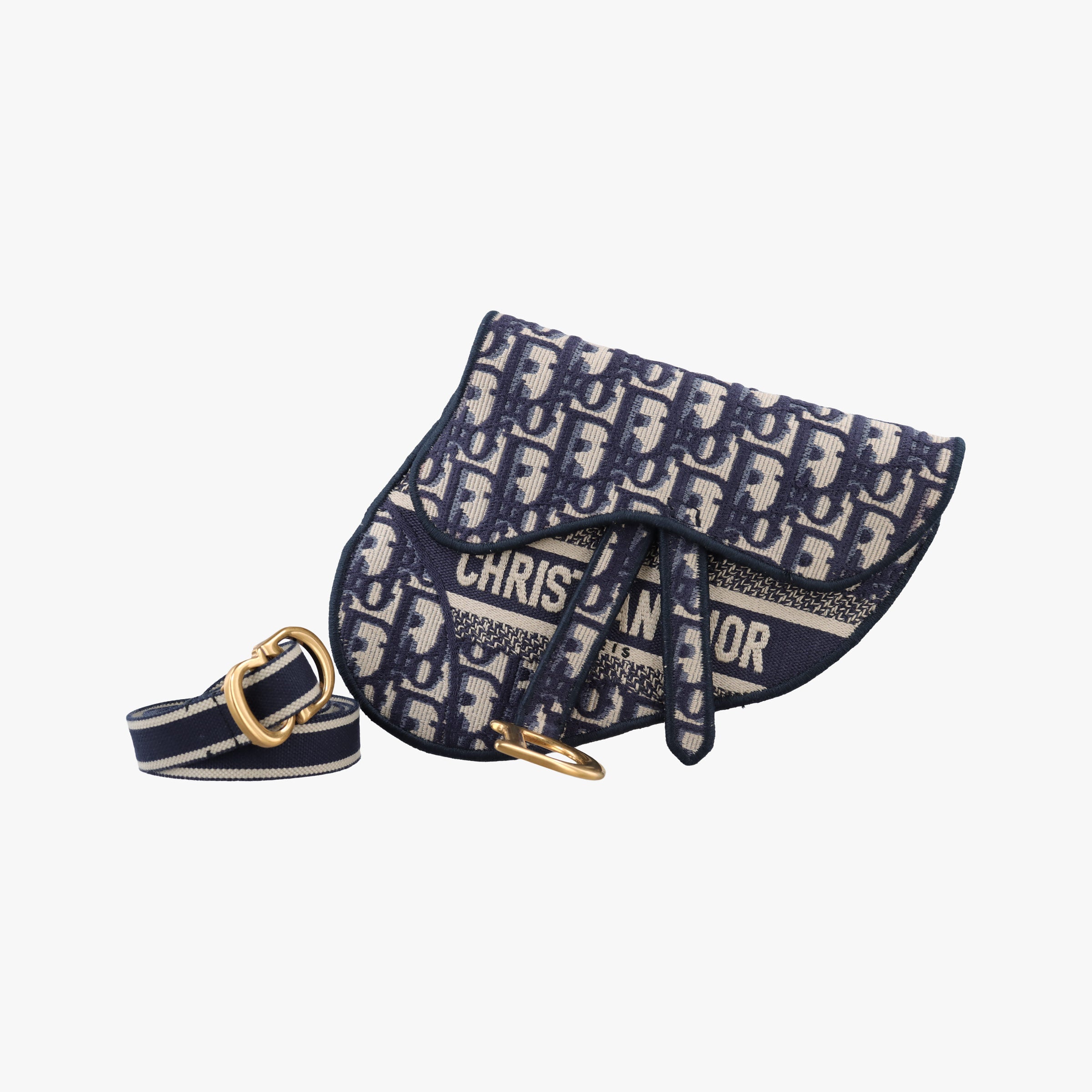Vintage Christian Dior Saddle Gray×Navy Jacquard  bum bag/waist bag | stylenewstar
