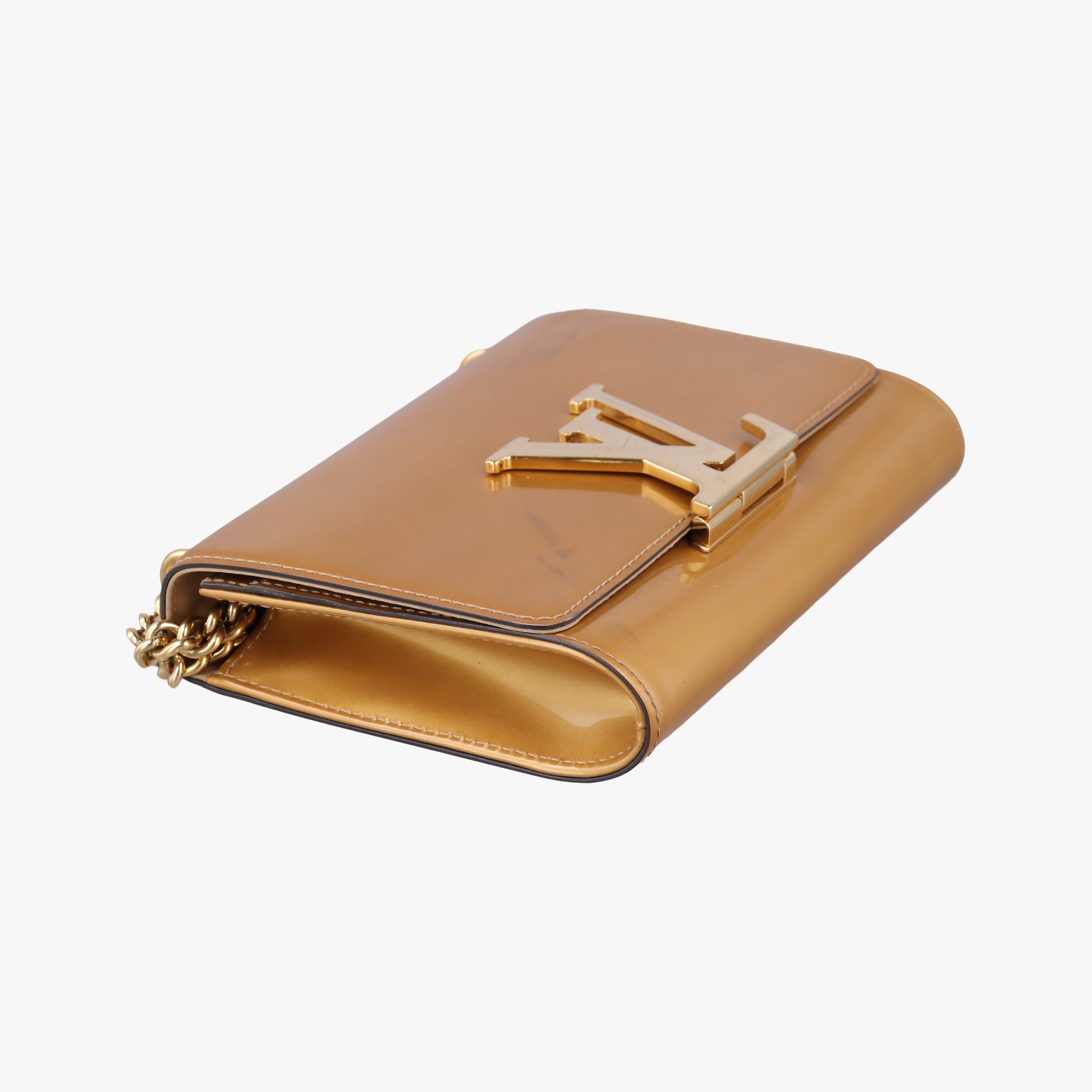 Pre-owned Louis Vuitton Pochette Louise MM Mustard Yellow Vernis  shoulderbag | stylenewstar