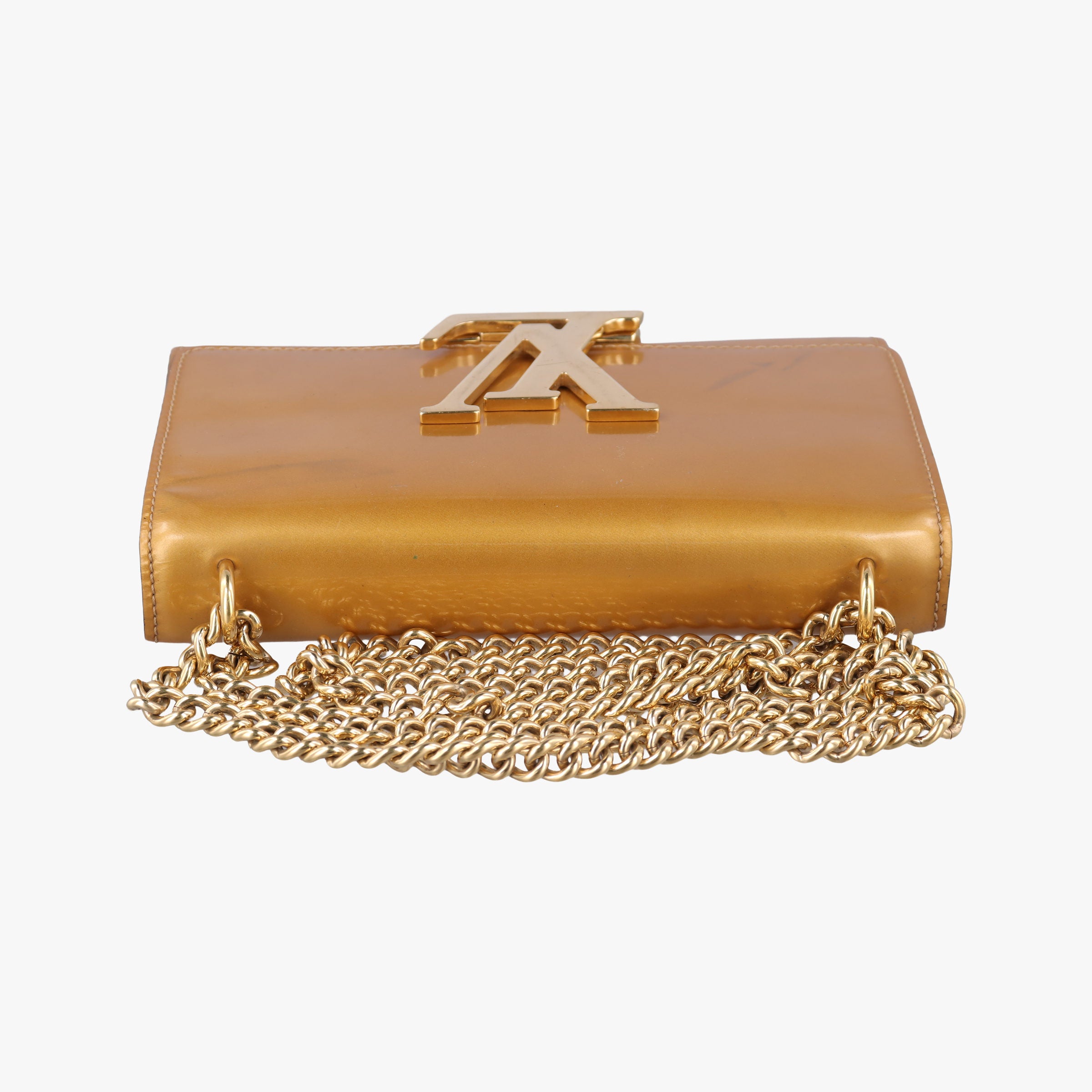 Pre-owned Louis Vuitton Pochette Louise MM Mustard Yellow Vernis  shoulderbag | stylenewstar