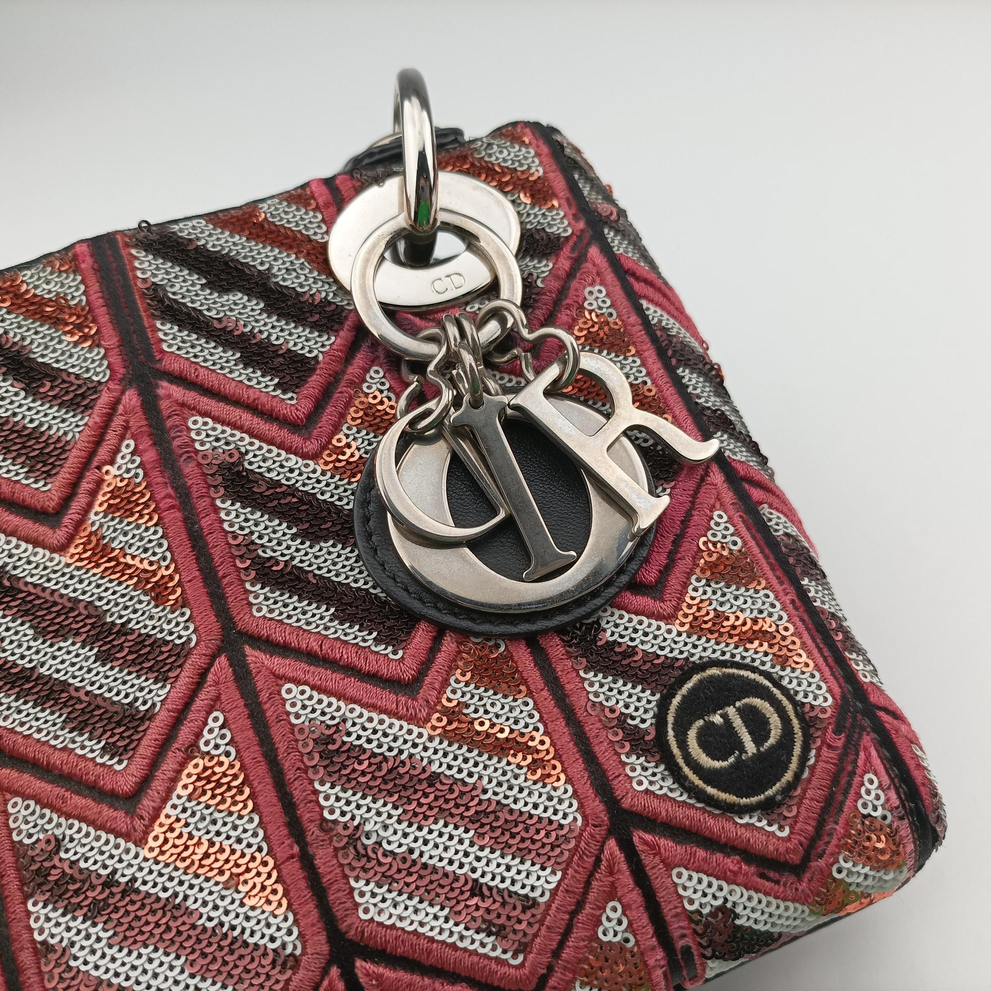 Pre-owned Christian Dior Lady Dior Multicolour Sequins￡ leather  shoulderbag | stylenewstar