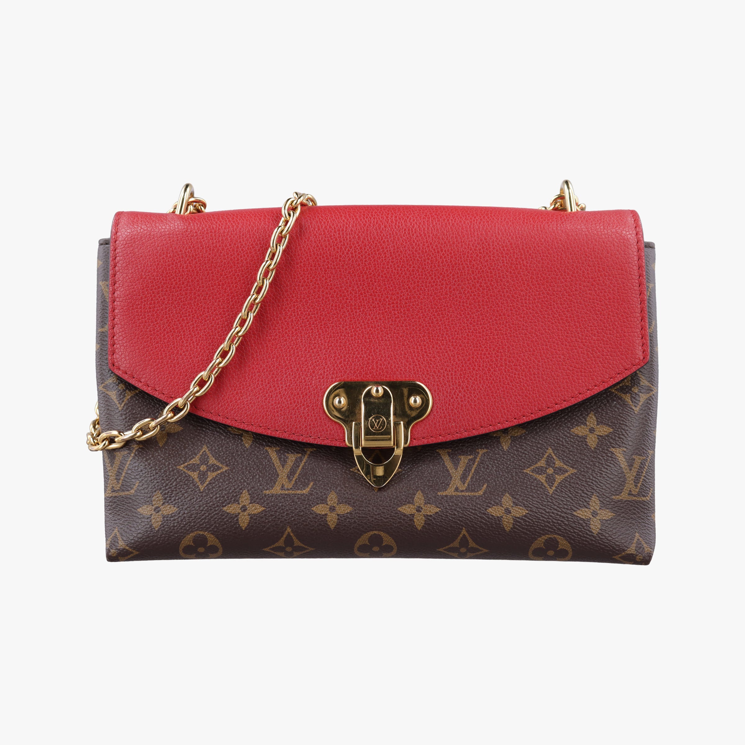 Pre-owned Louis Vuitton SAINT PLACIDE brown×CERISE Monogram Canvas×calf leather M43713 shoulderbag | stylenewstar