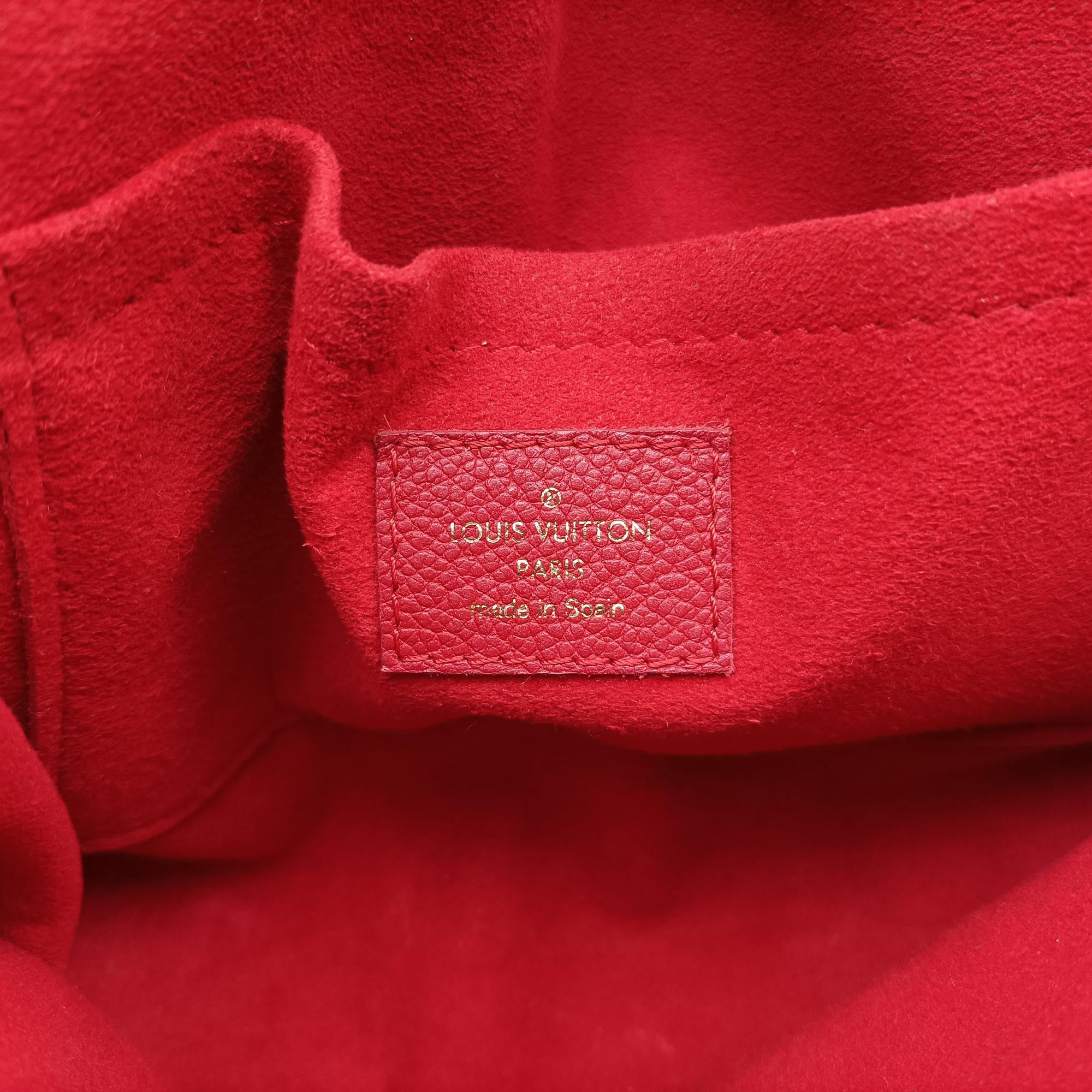 Pre-owned Louis Vuitton SAINT PLACIDE brown×CERISE Monogram Canvas×calf leather M43713 shoulderbag | stylenewstar