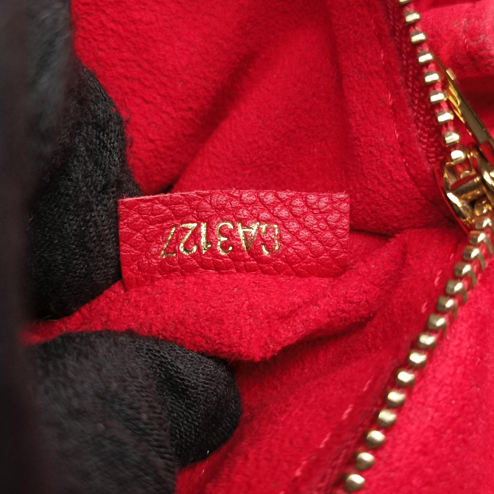 Pre-owned Louis Vuitton SAINT PLACIDE brown×CERISE Monogram Canvas×calf leather M43713 shoulderbag | stylenewstar