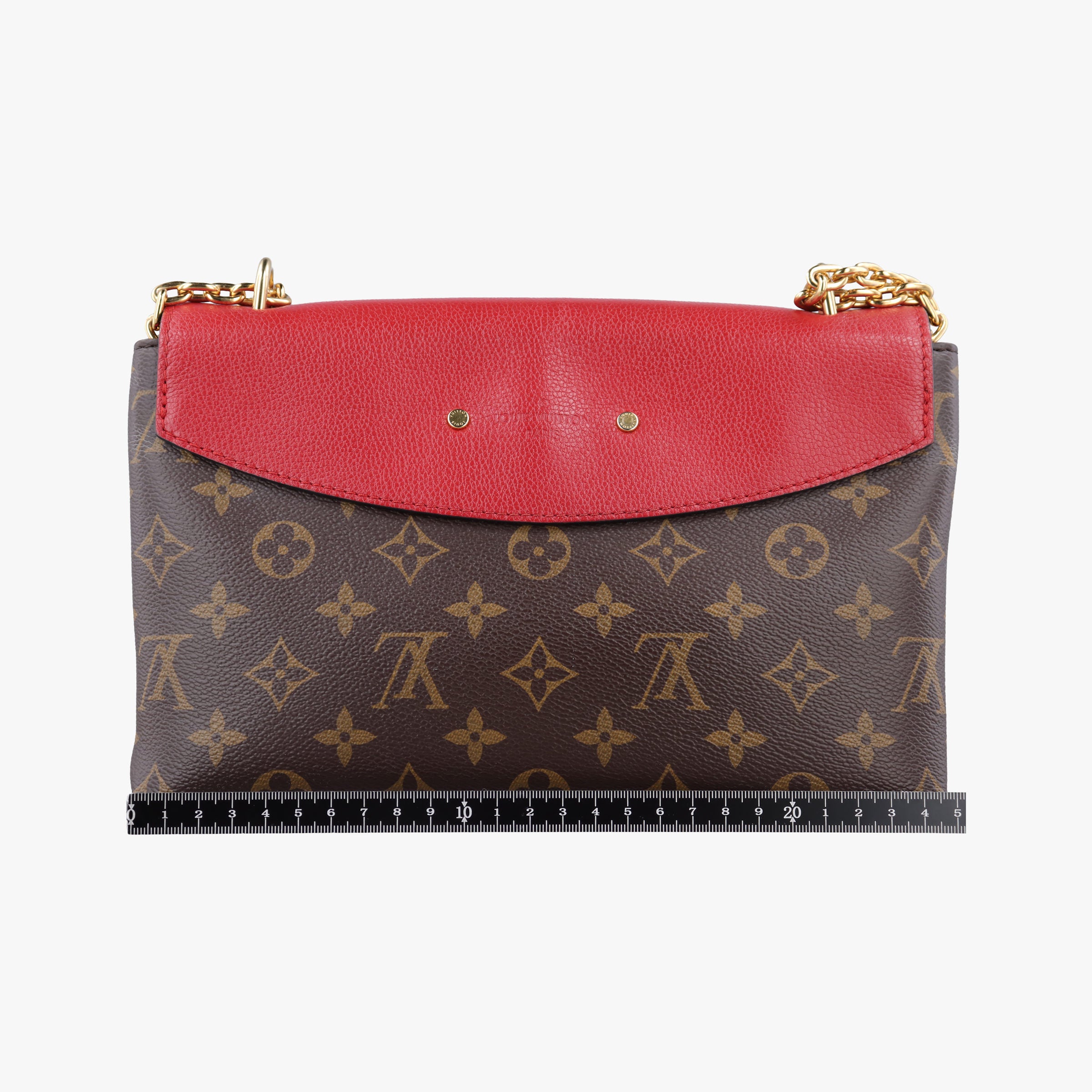 Pre-owned Louis Vuitton SAINT PLACIDE brown×CERISE Monogram Canvas×calf leather M43713 shoulderbag | stylenewstar