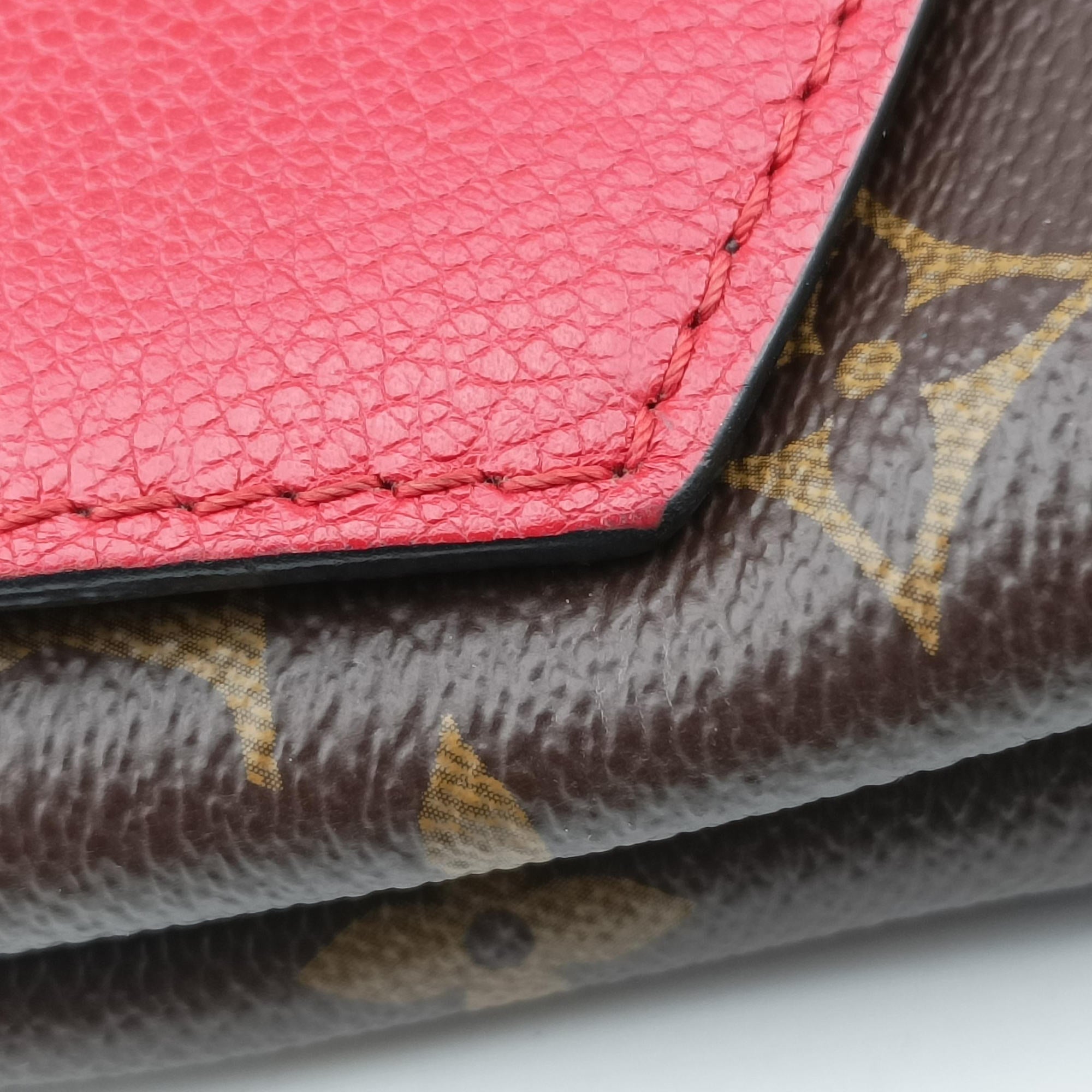 Pre-owned Louis Vuitton SAINT PLACIDE brown×CERISE Monogram Canvas×calf leather M43713 shoulderbag | stylenewstar
