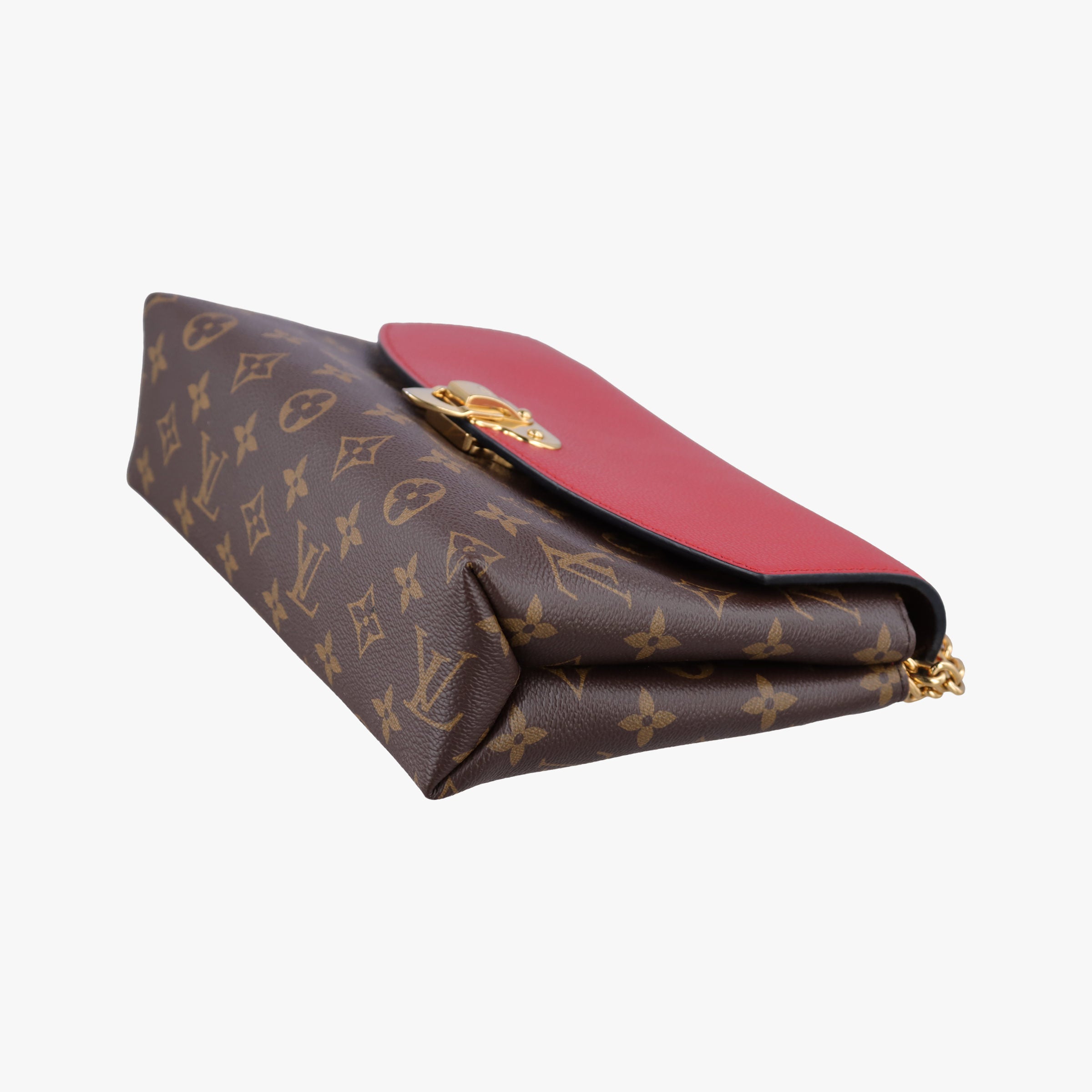 Pre-owned Louis Vuitton SAINT PLACIDE brown×CERISE Monogram Canvas×calf leather M43713 shoulderbag | stylenewstar