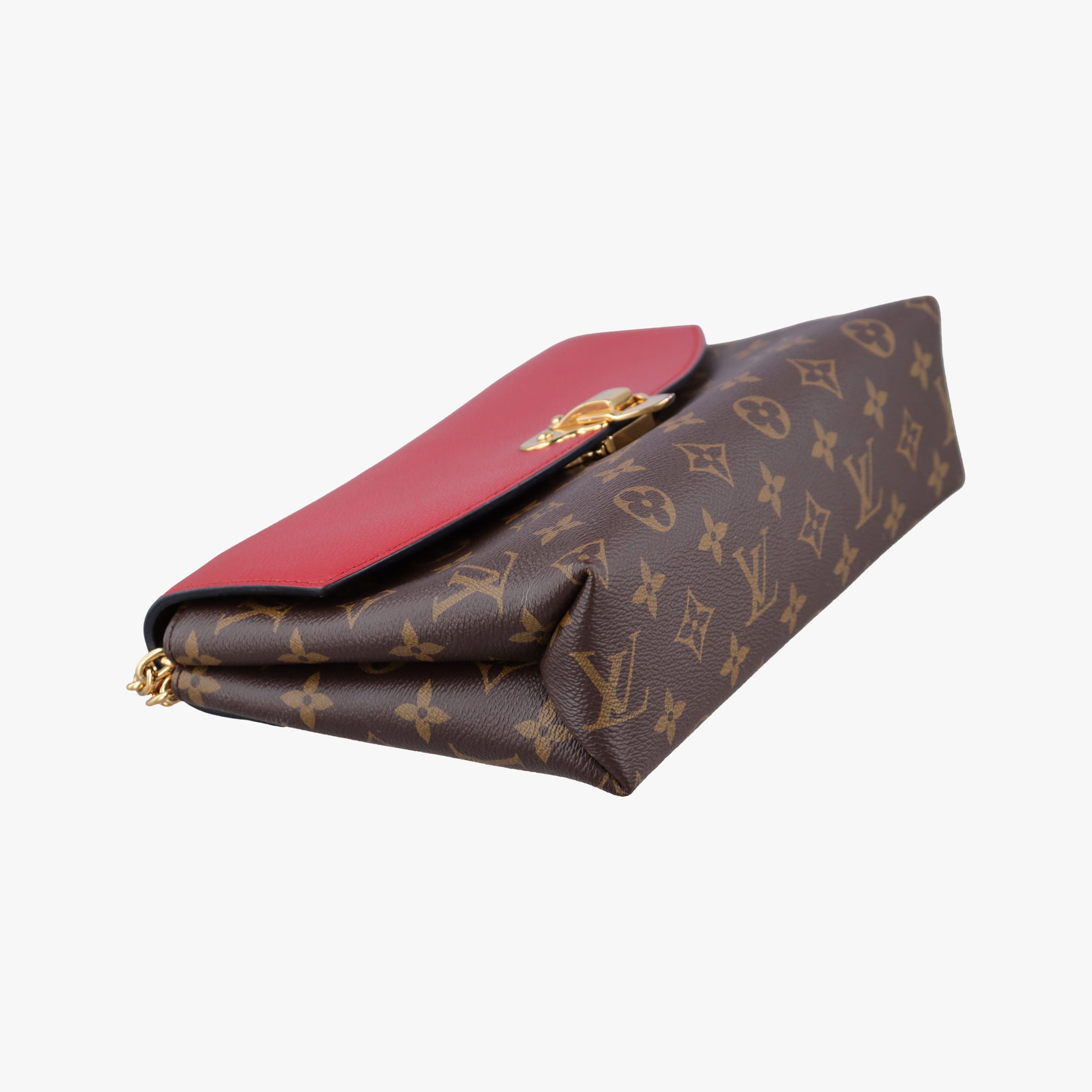 Pre-owned Louis Vuitton SAINT PLACIDE brown×CERISE Monogram Canvas×calf leather M43713 shoulderbag | stylenewstar