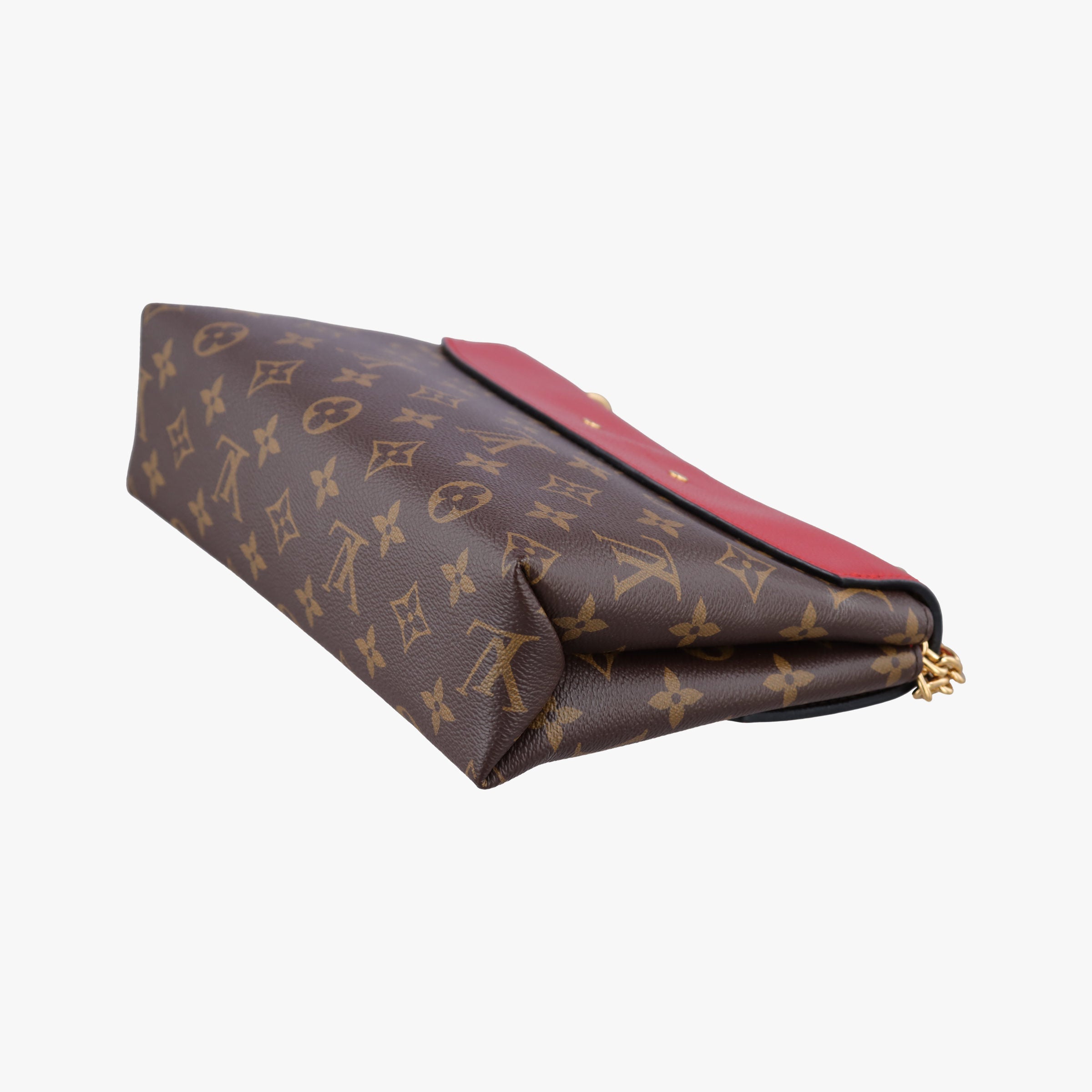 Pre-owned Louis Vuitton SAINT PLACIDE brown×CERISE Monogram Canvas×calf leather M43713 shoulderbag | stylenewstar
