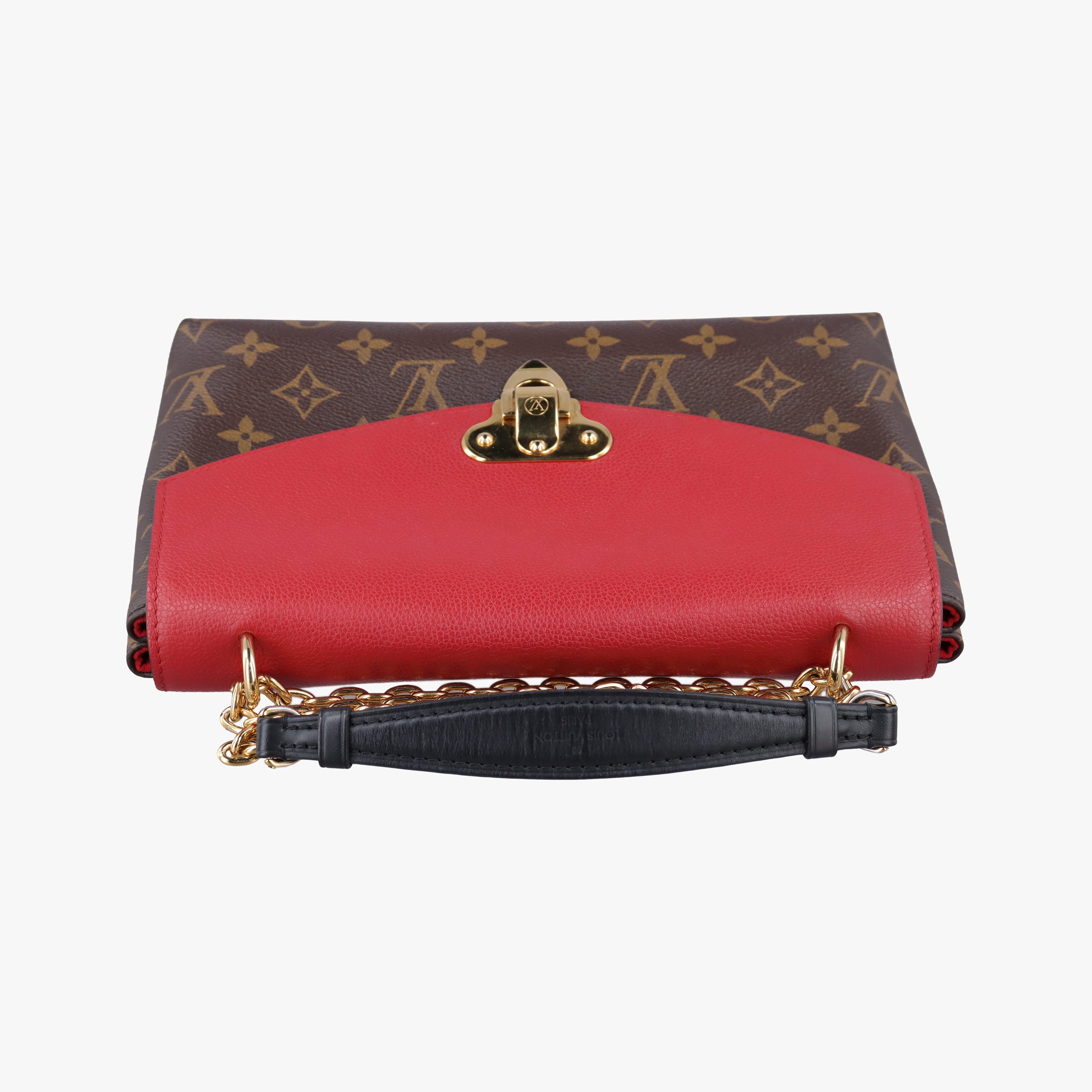 Pre-owned Louis Vuitton SAINT PLACIDE brown×CERISE Monogram Canvas×calf leather M43713 shoulderbag | stylenewstar