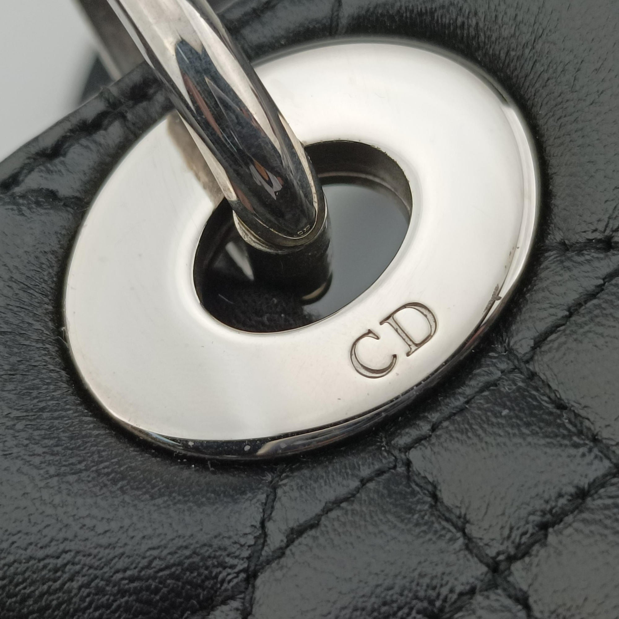 Pre-owned Christian Dior Lady Dior Black lambskin  shoulderbag | stylenewstar