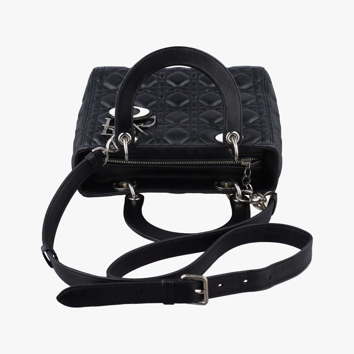Pre-owned Christian Dior Lady Dior Black lambskin  shoulderbag | stylenewstar