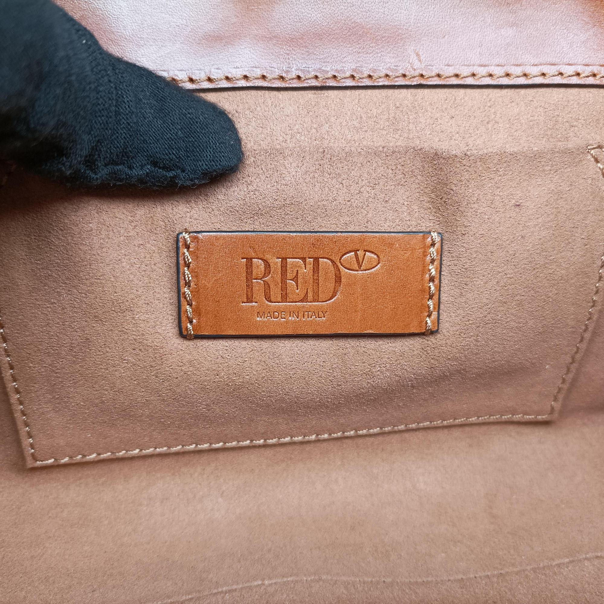 Pre-owned Red Valentino Studded Turn-Lock Brown Leather  shoulderbag | stylenewstar