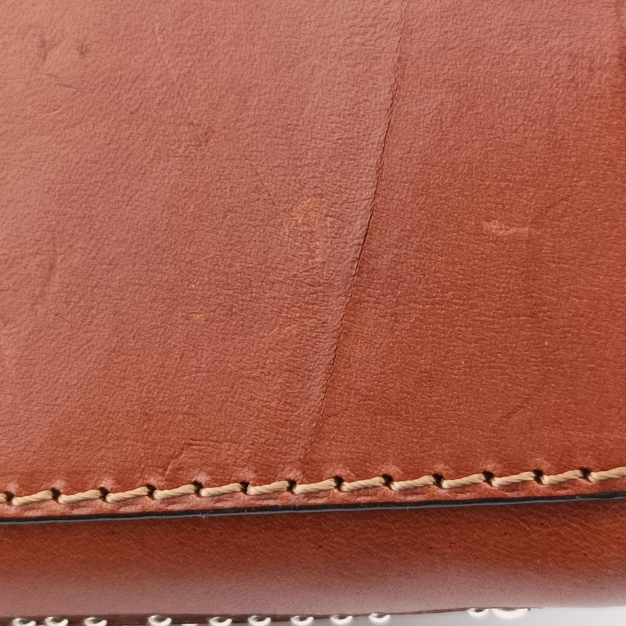 Pre-owned Red Valentino Studded Turn-Lock Brown Leather  shoulderbag | stylenewstar