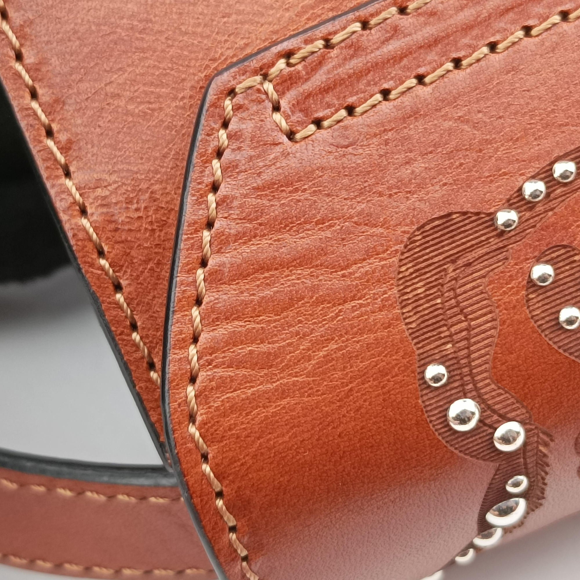 Pre-owned Red Valentino Studded Turn-Lock Brown Leather  shoulderbag | stylenewstar