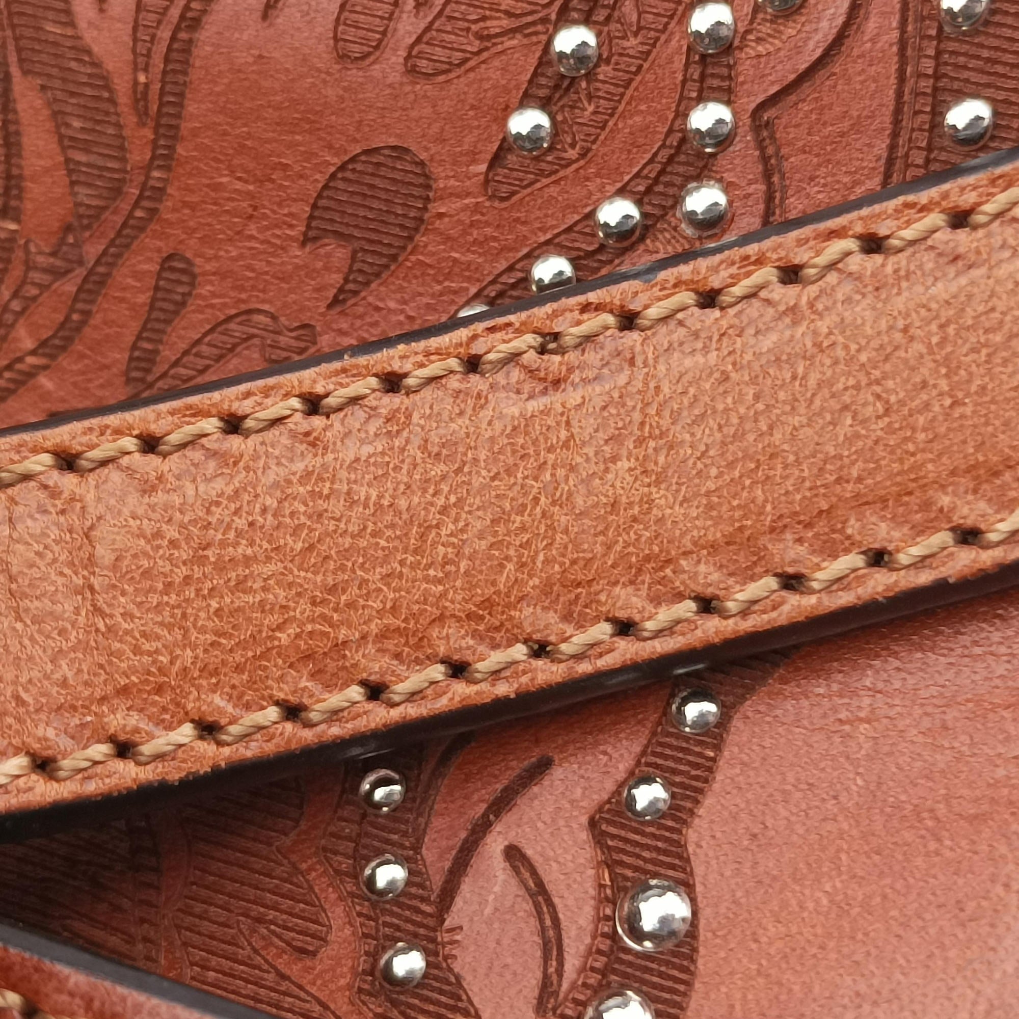 Pre-owned Red Valentino Studded Turn-Lock Brown Leather  shoulderbag | stylenewstar