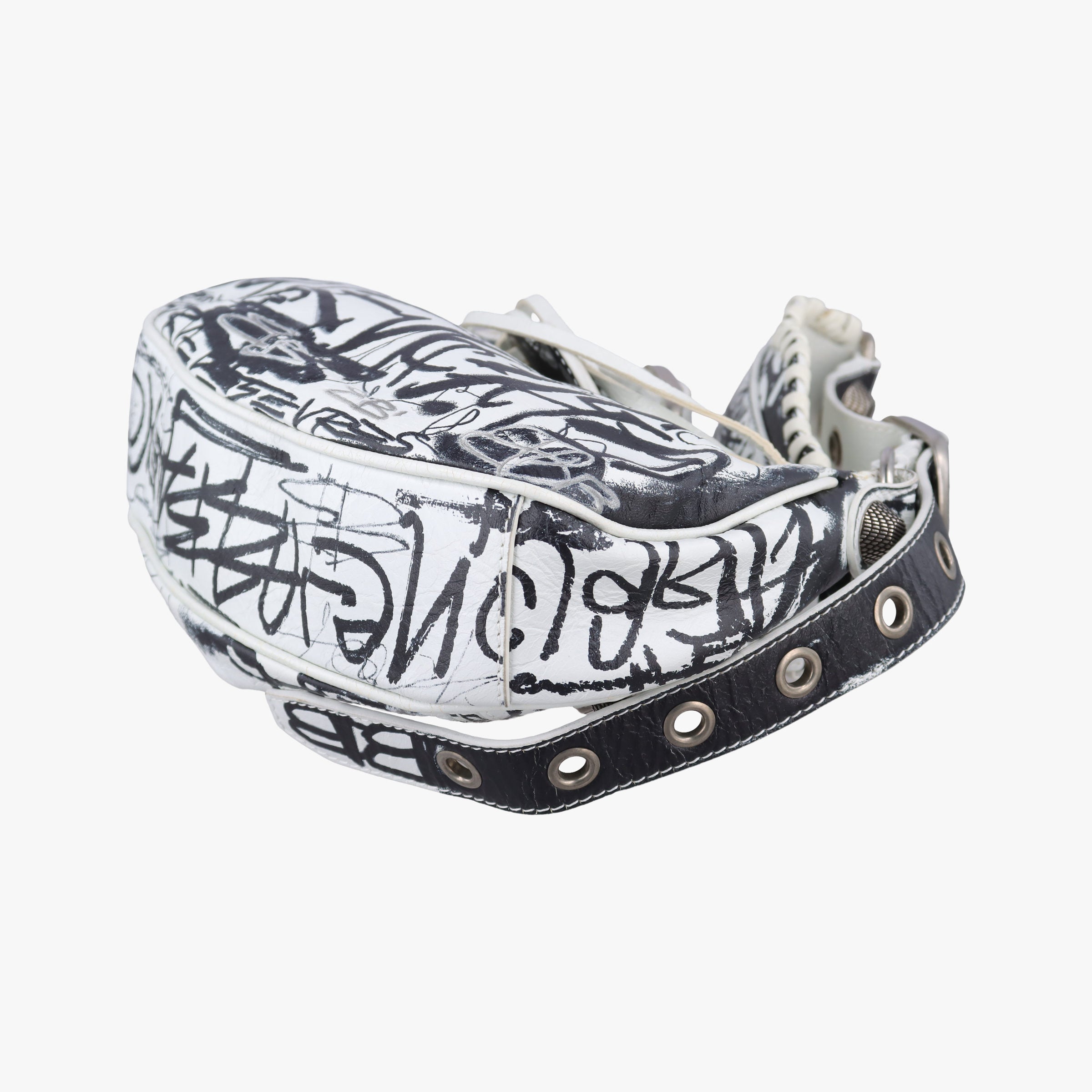 Vintage Balenciaga Le Cagole White × Black lambskin  shoulderbag | stylenewstar