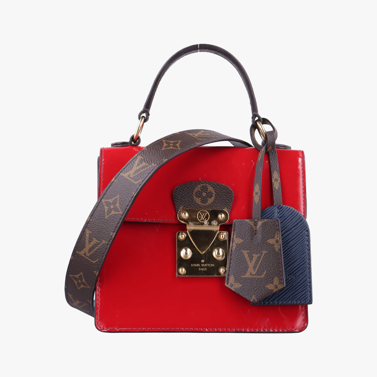 Pre-owned Louis Vuitton Spring street PM Scarlet Red Vernis×Epir×Monogram Canvas M90505 shoulderbag | stylenewstar