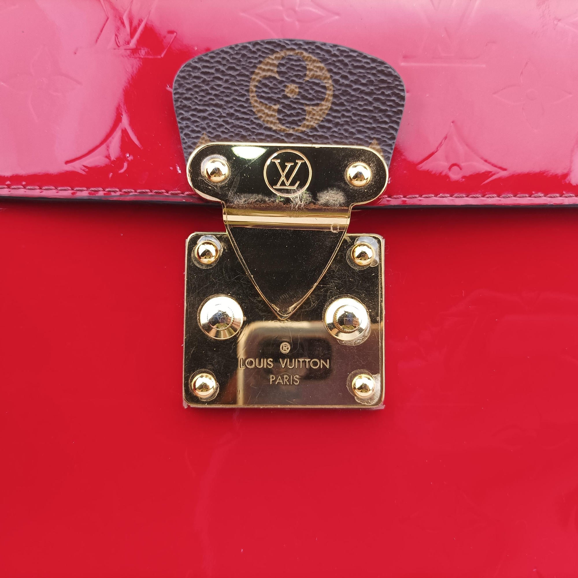 Pre-owned Louis Vuitton Spring street PM Scarlet Red Vernis×Epir×Monogram Canvas M90505 shoulderbag | stylenewstar