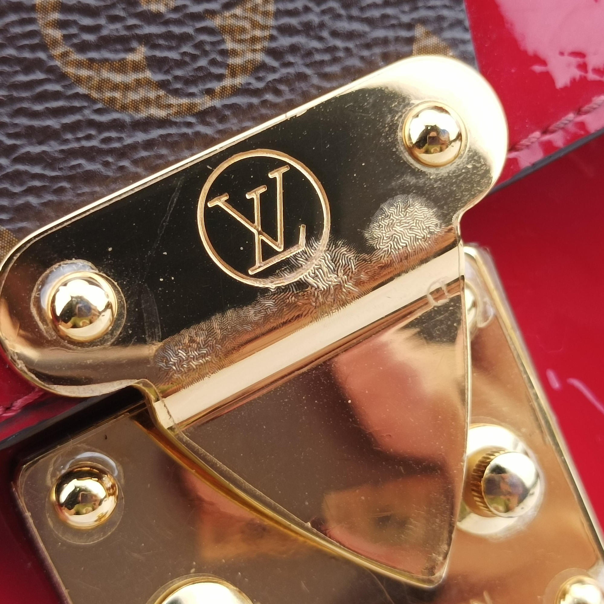 Pre-owned Louis Vuitton Spring street PM Scarlet Red Vernis×Epir×Monogram Canvas M90505 shoulderbag | stylenewstar