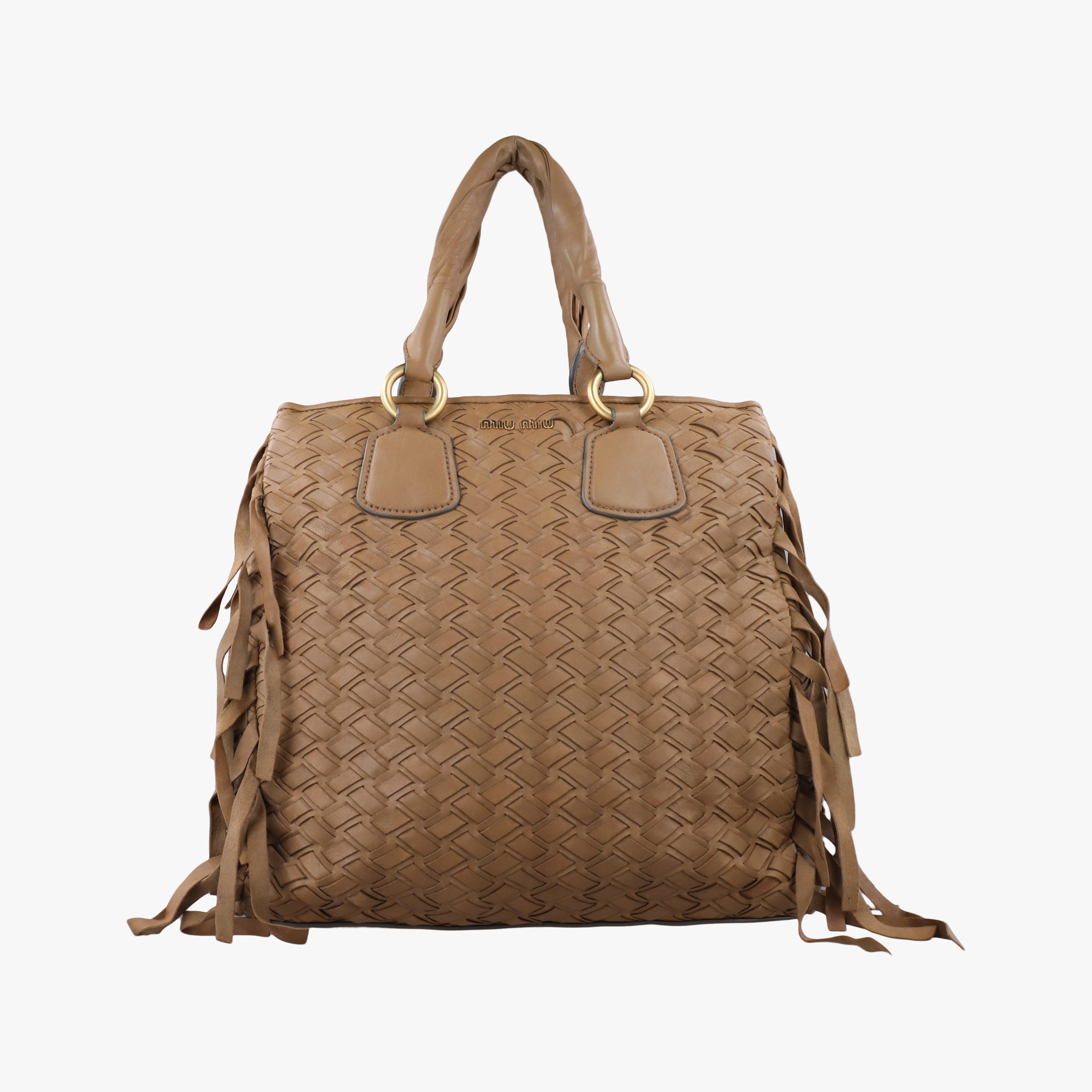 Vintage Miu Miu Intrecciato Brown leather  handbag | stylenewstar