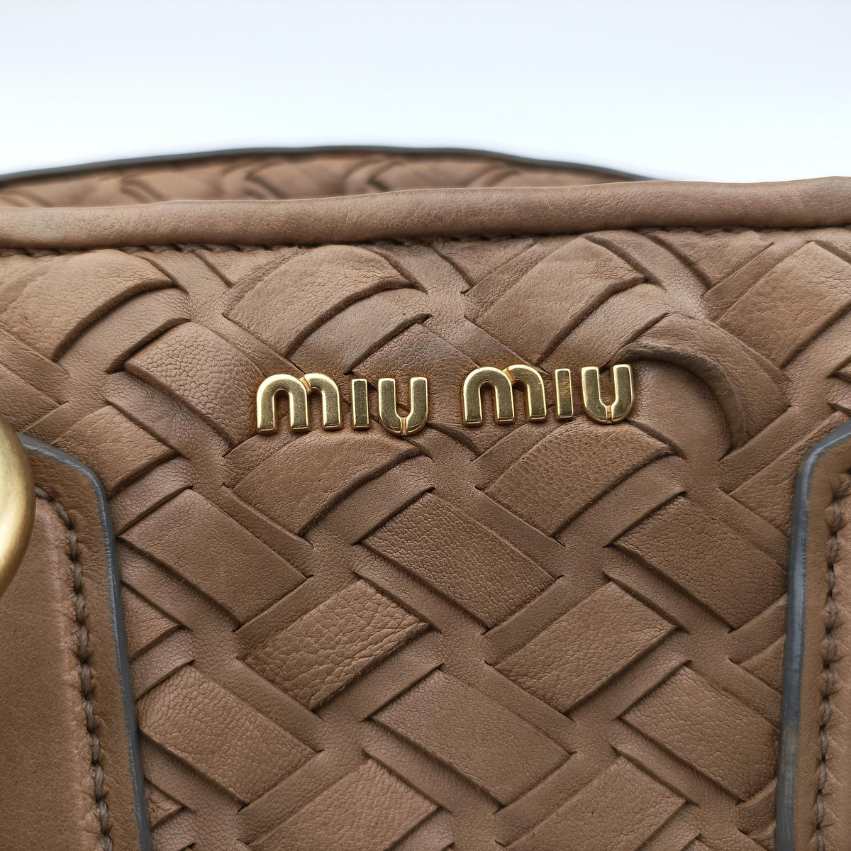 Vintage Miu Miu Intrecciato Brown leather  handbag | stylenewstar