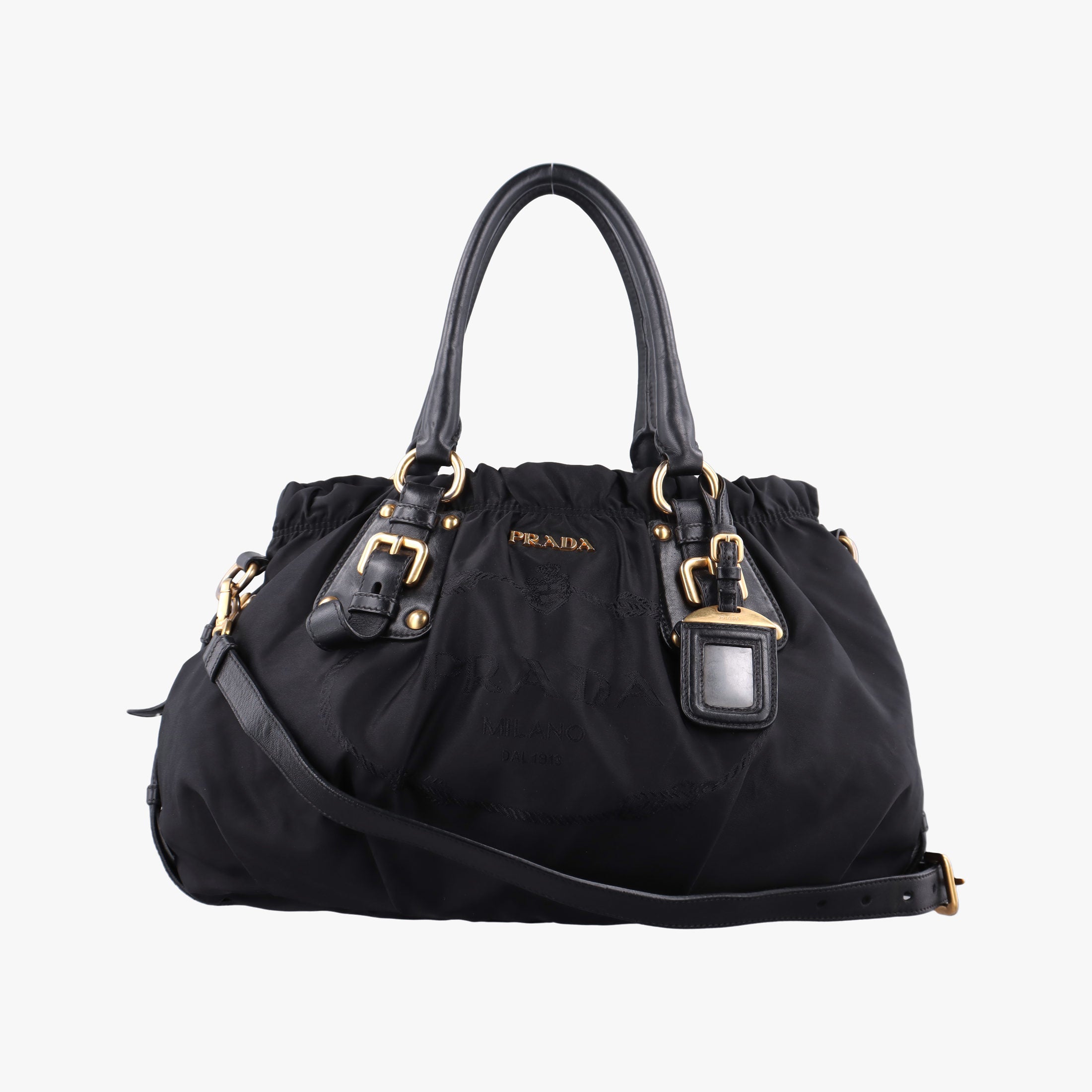 Pre-owned Prada Gaufre Black Nylon BR4259 shoulderbag | stylenewstar