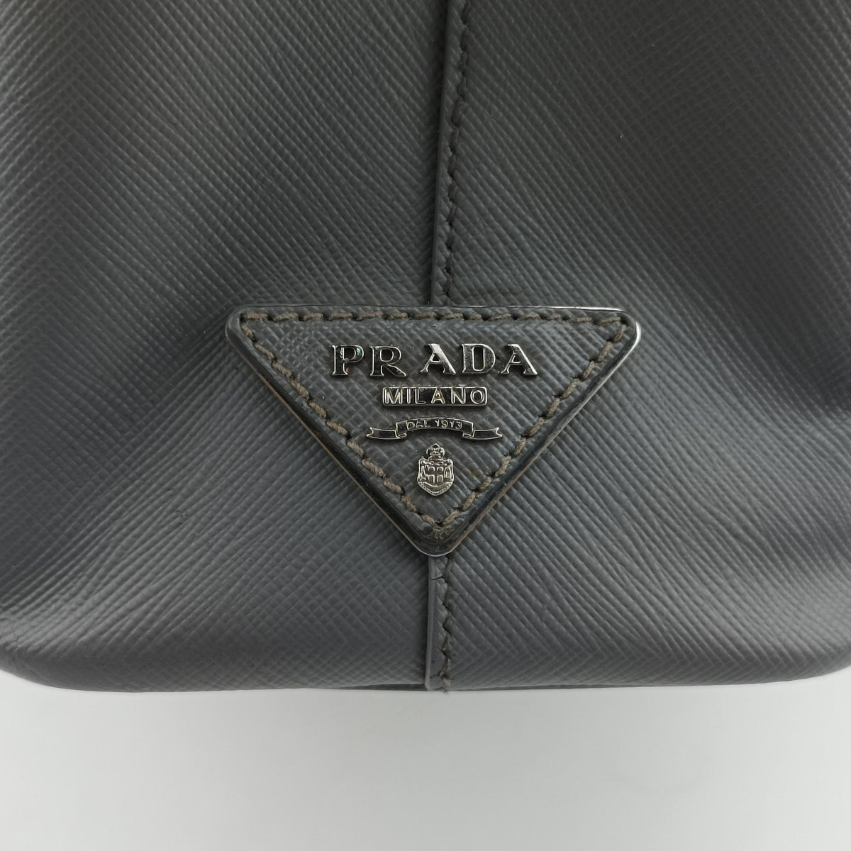 Vintage Prada Galleria White× Gray Saffiano Leather  shoulderbag | stylenewstar