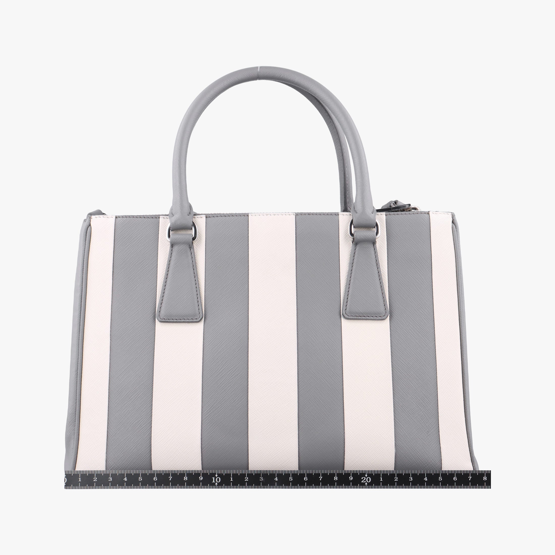 Vintage Prada Galleria White× Gray Saffiano Leather  shoulderbag | stylenewstar