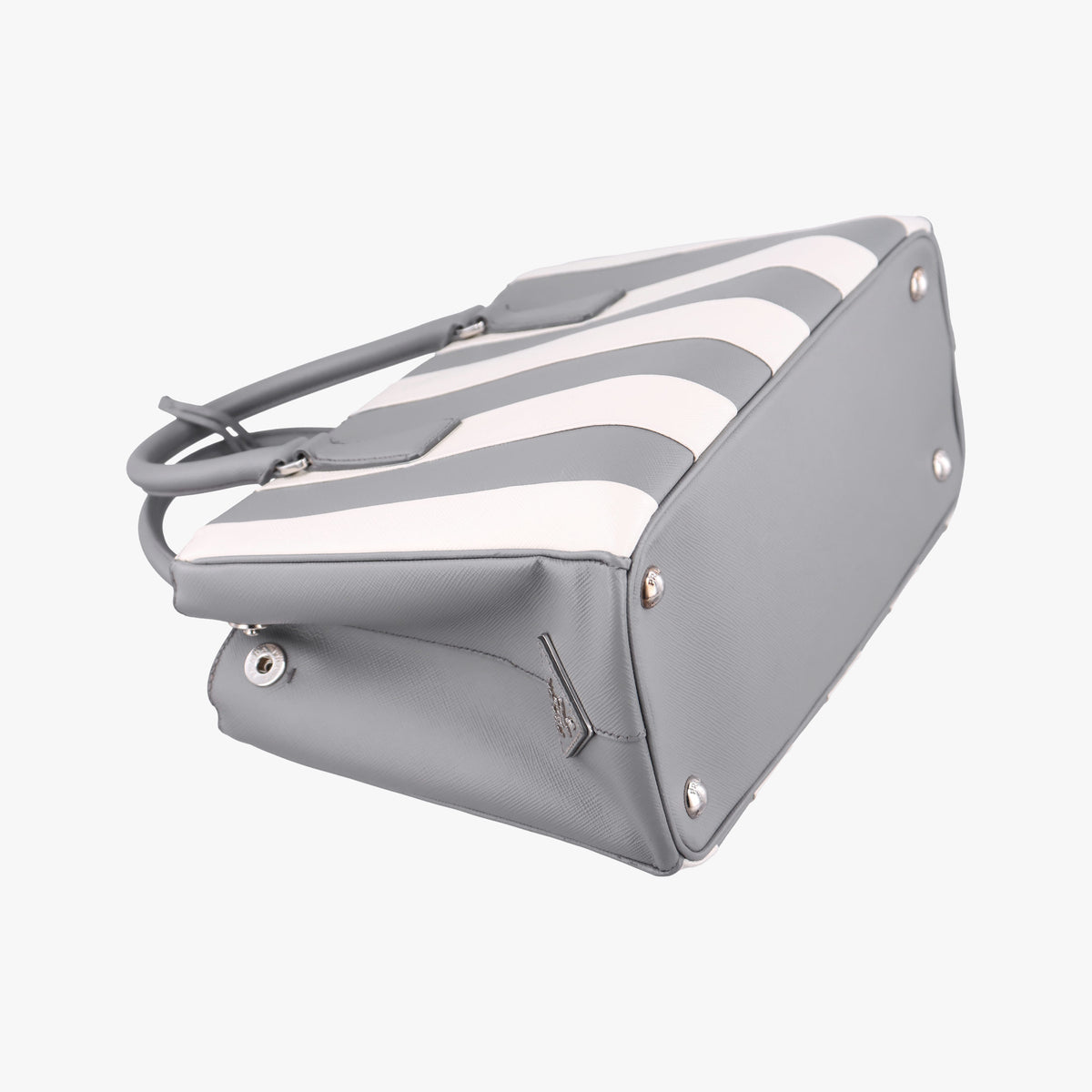 Vintage Prada Galleria White× Gray Saffiano Leather  shoulderbag | stylenewstar