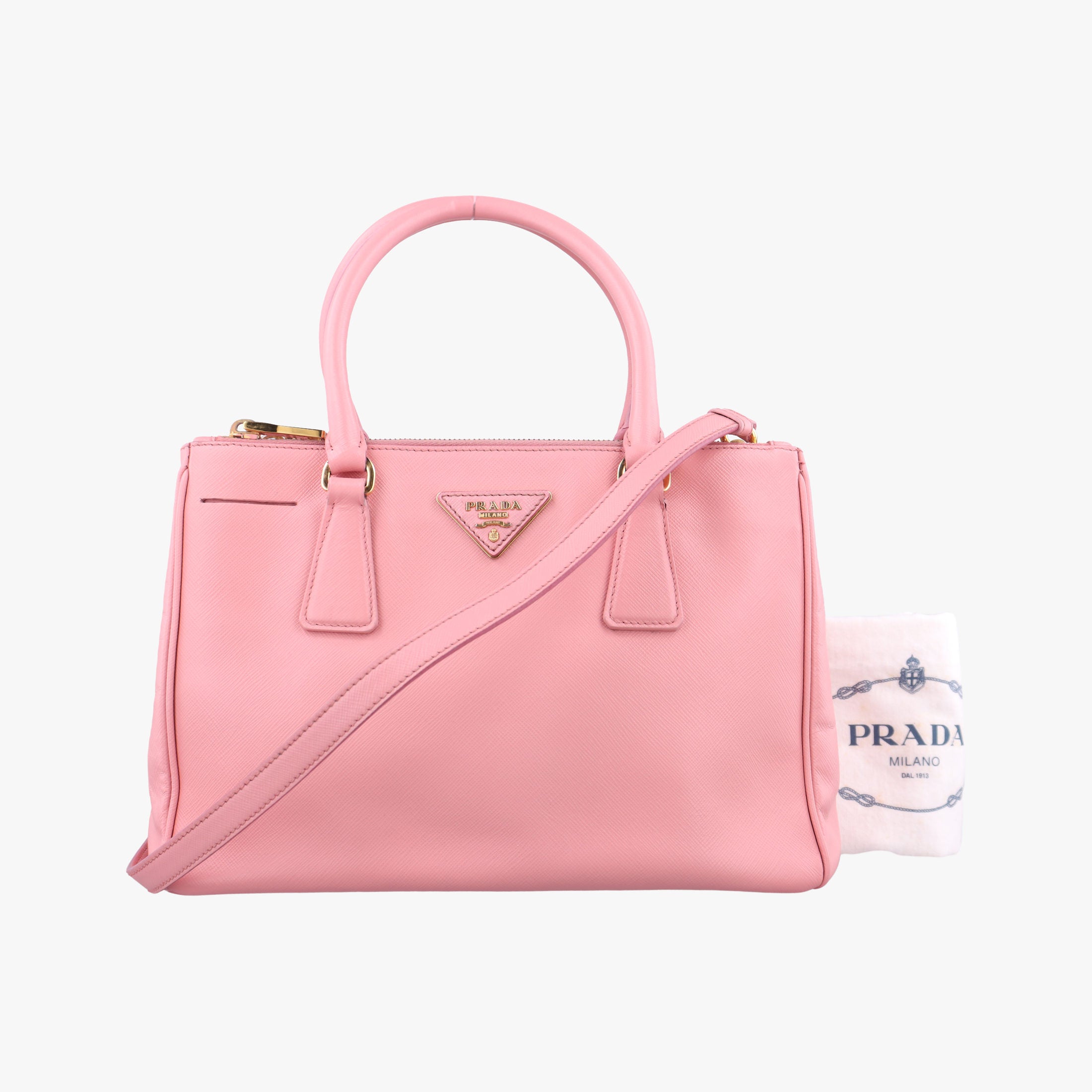 Pre-owned Prada Galleria Pink SAFFIANO Leather BN1786 shoulderbag | stylenewstar