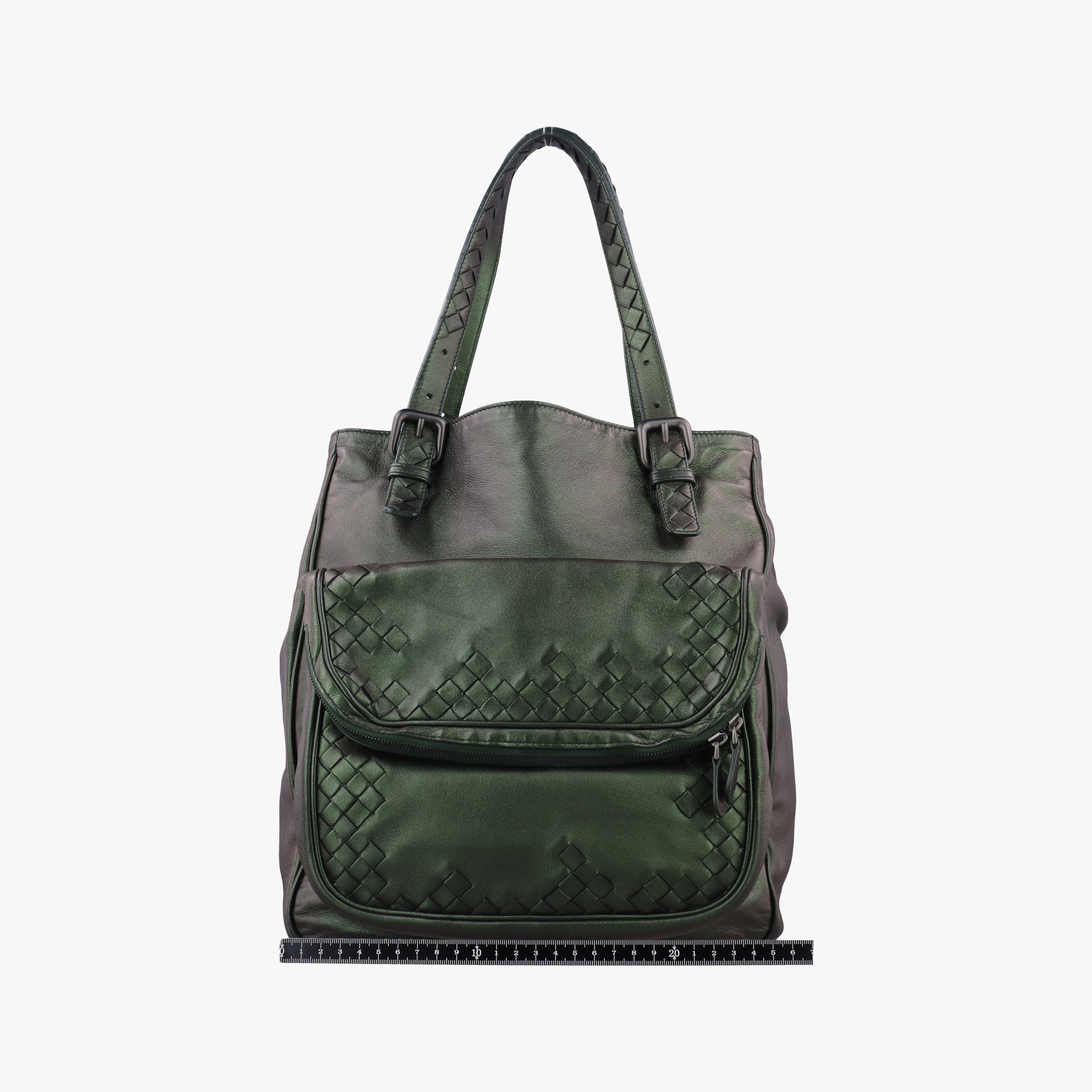Pre-owned Bottega Veneta Iridescent Scarabee Iridescent Multi Pocket Tote  Iridescent Green Leather  shoulderbag | stylenewstar