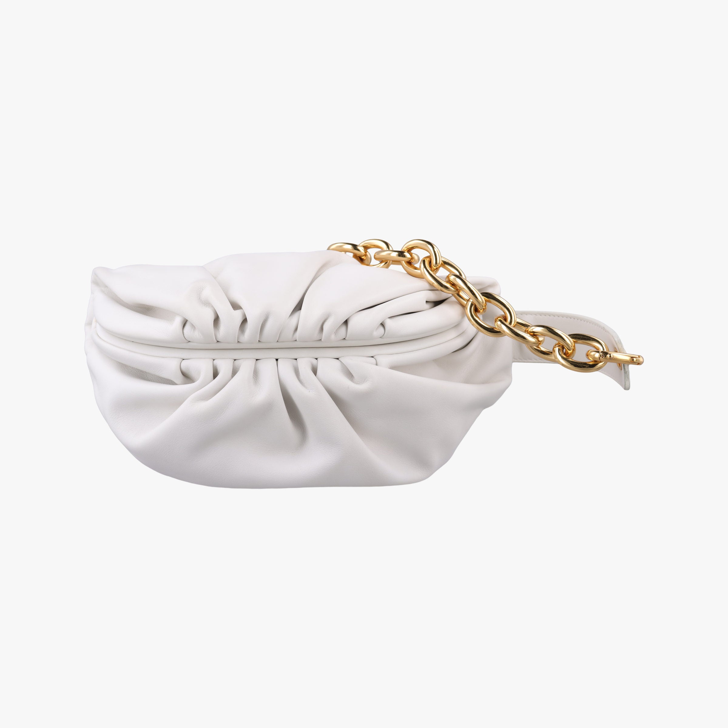 Pre-owned Bottega Veneta THE Chain Pouch White lambskin  shoulderbag | stylenewstar