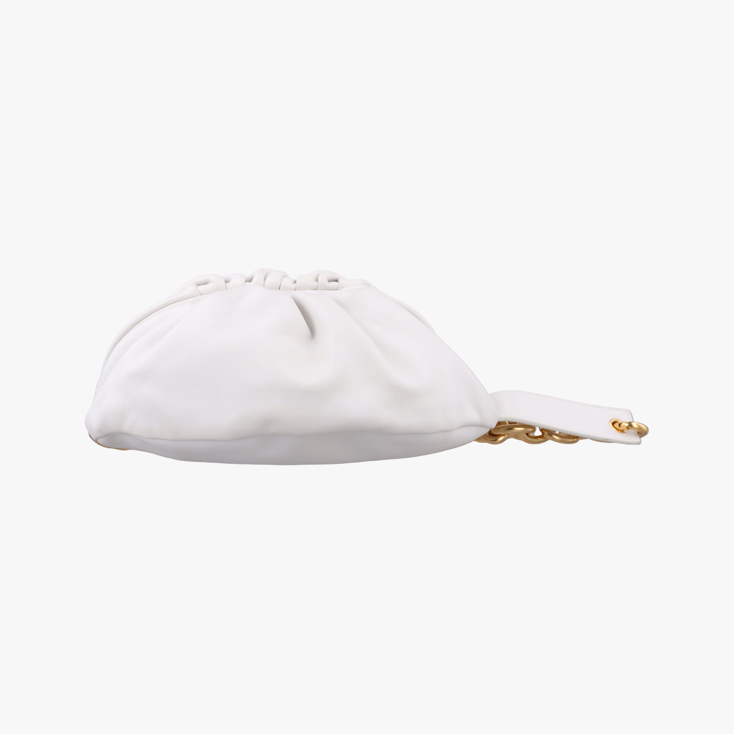 Pre-owned Bottega Veneta THE Chain Pouch White lambskin  shoulderbag | stylenewstar
