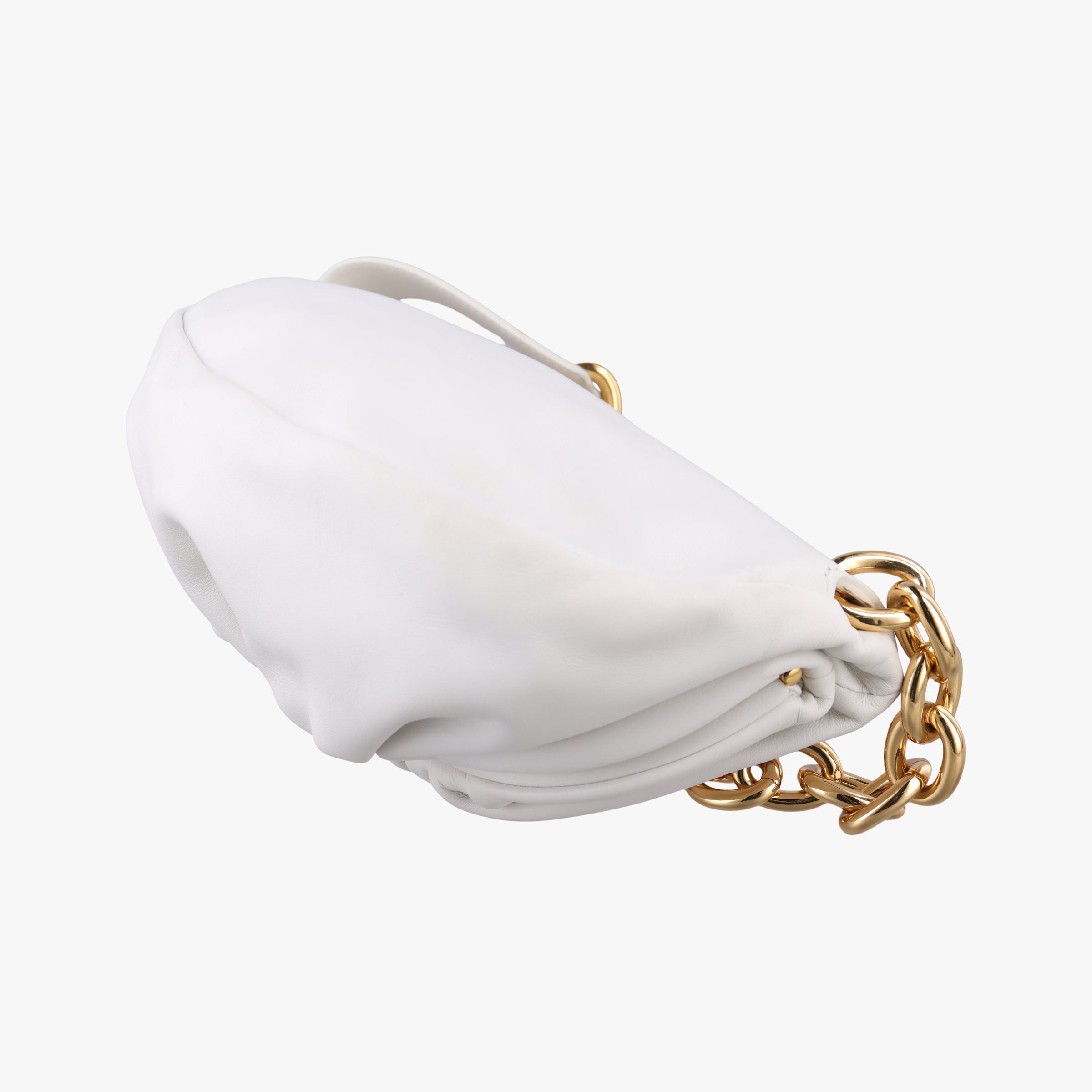 Pre-owned Bottega Veneta THE Chain Pouch White lambskin  shoulderbag | stylenewstar
