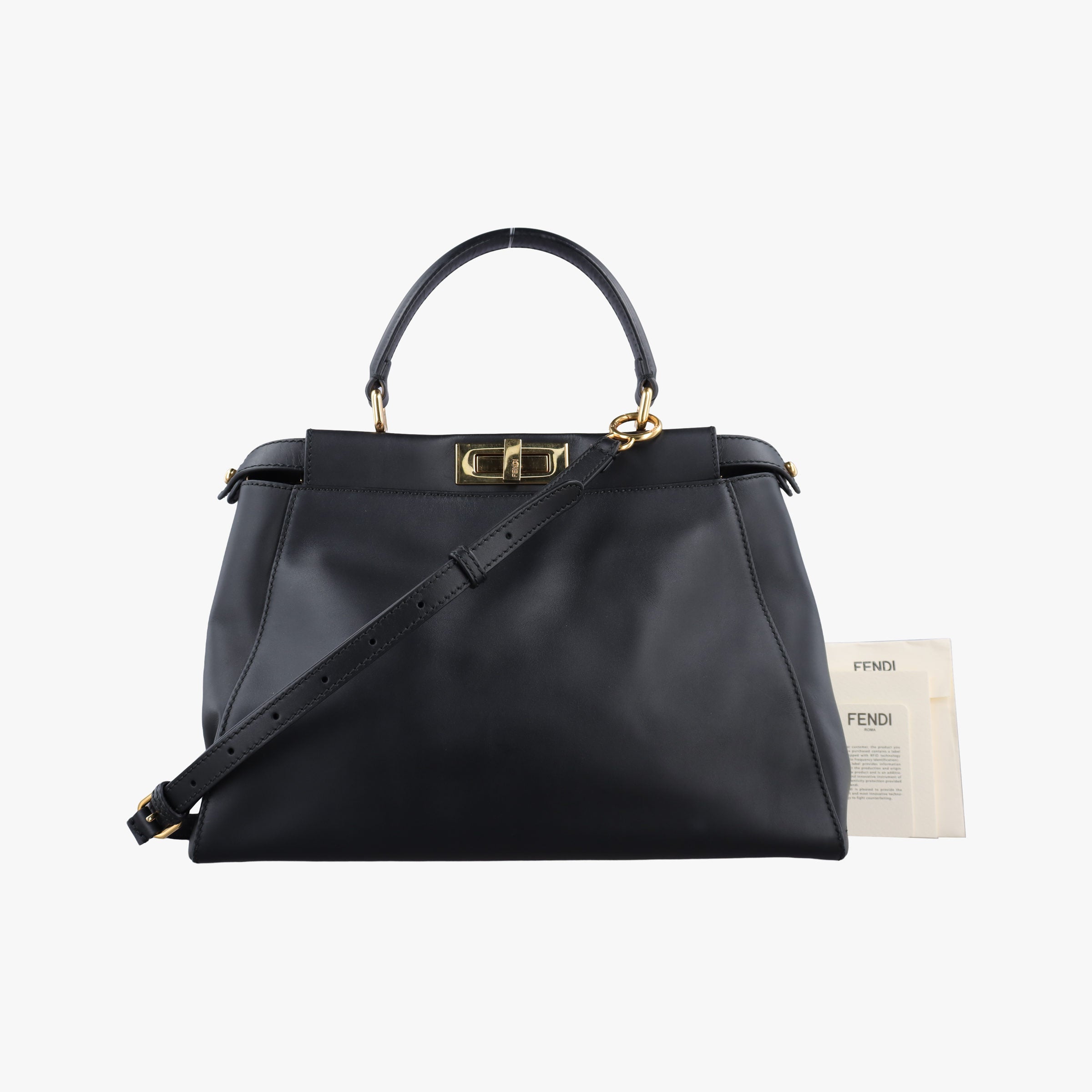 Pre-owned Fendi PEEKABOO Black Leather 8BN226 shoulderbag | stylenewstar