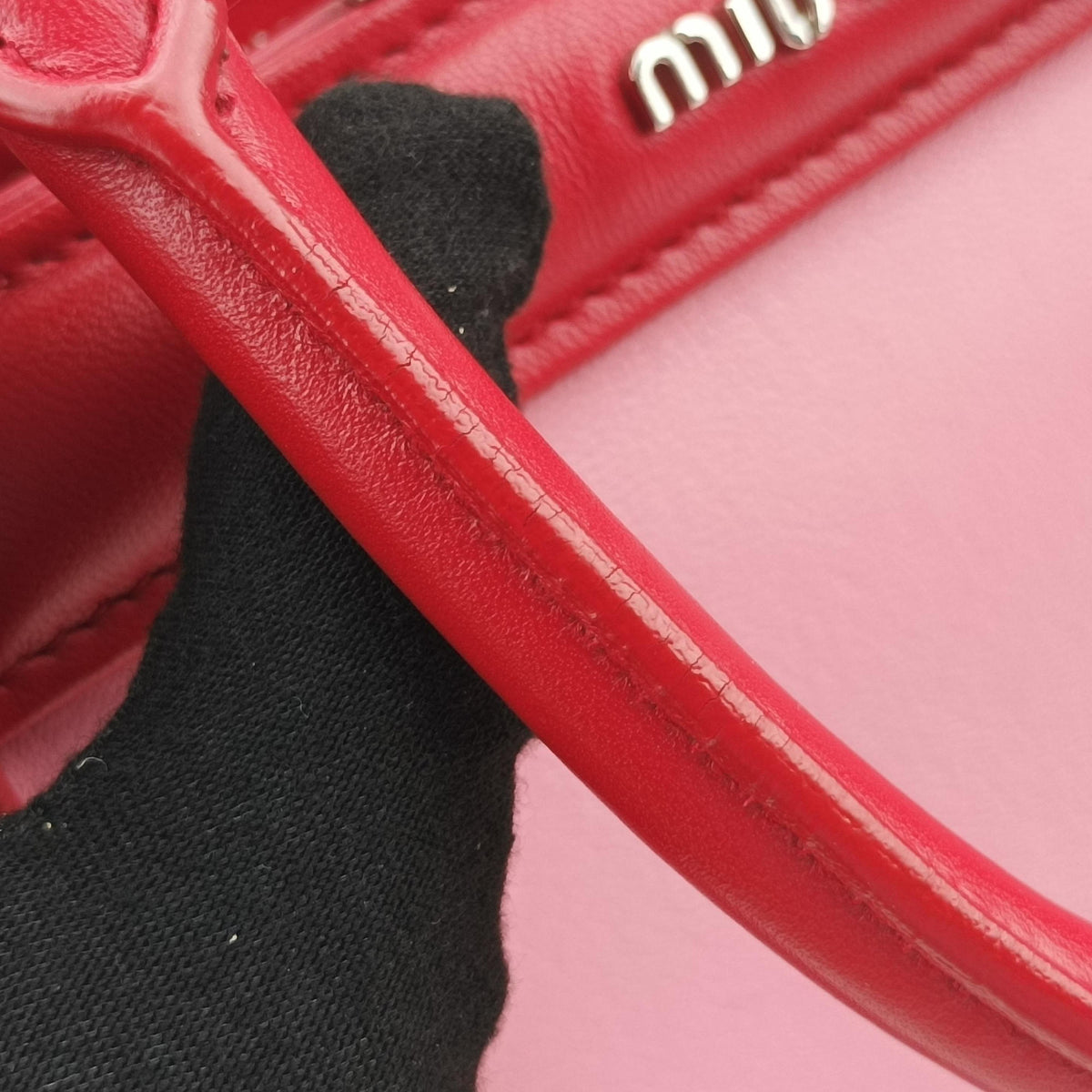 Secondhand Miu Miu Madras Pink × Red Leather  shoulderbag | stylenewstar