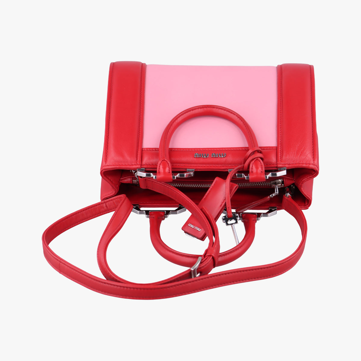 Secondhand Miu Miu Madras Pink × Red Leather  shoulderbag | stylenewstar
