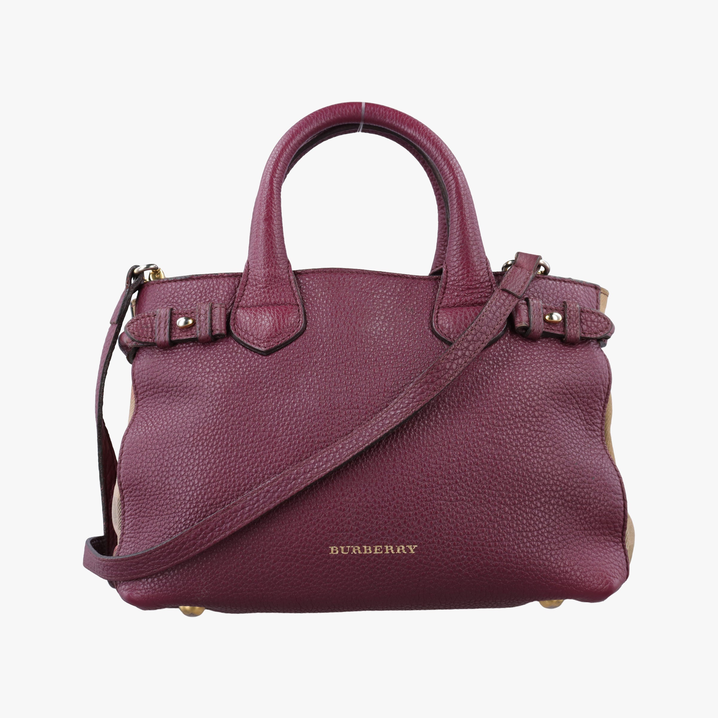 Pre-owned Burberry The Banner Burgundy×Multicolor Leather × canvas  handbag | stylenewstar
