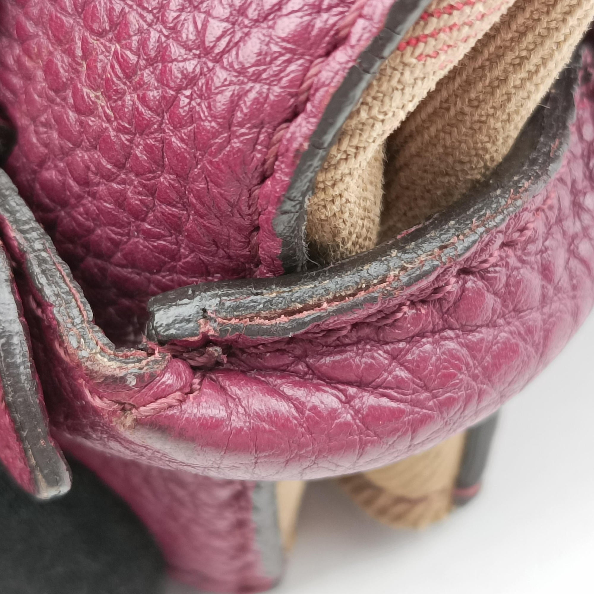 Pre-owned Burberry The Banner Burgundy×Multicolor Leather × canvas  handbag | stylenewstar