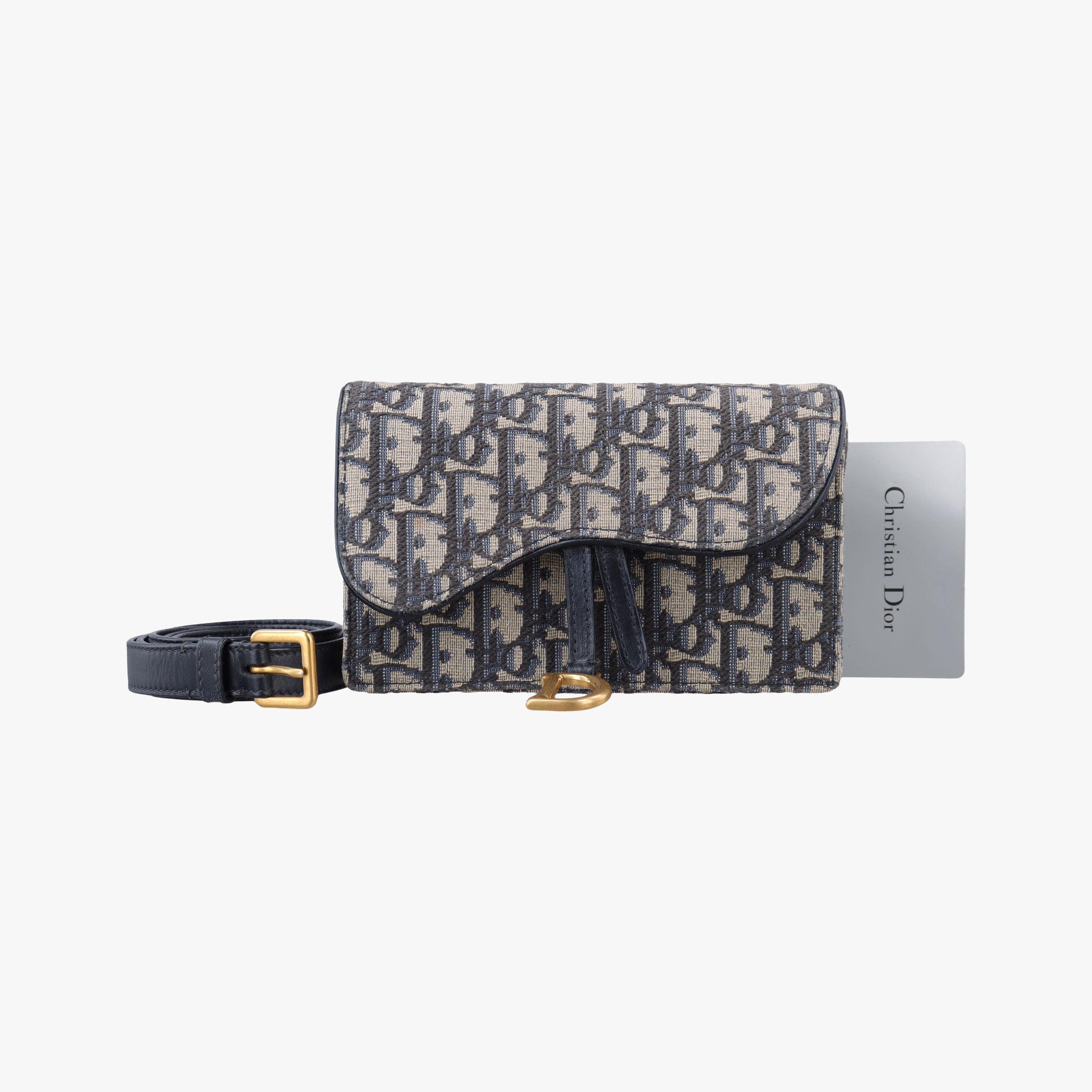 Vintage Christian Dior Saddle Navy×Gray Jacquard x Leather  bum bag/waist bag | stylenewstar
