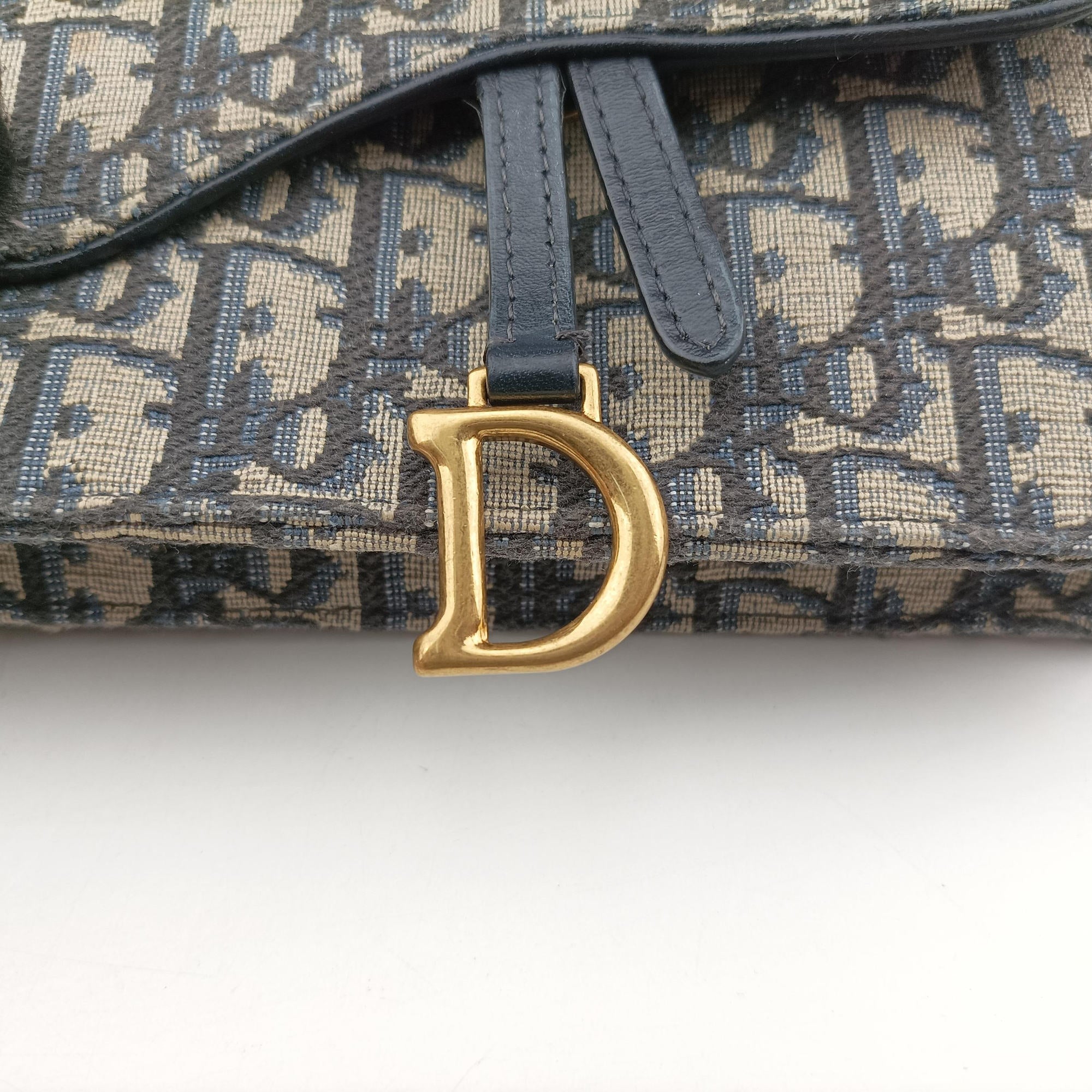 Vintage Christian Dior Saddle Navy×Gray Jacquard x Leather  bum bag/waist bag | stylenewstar