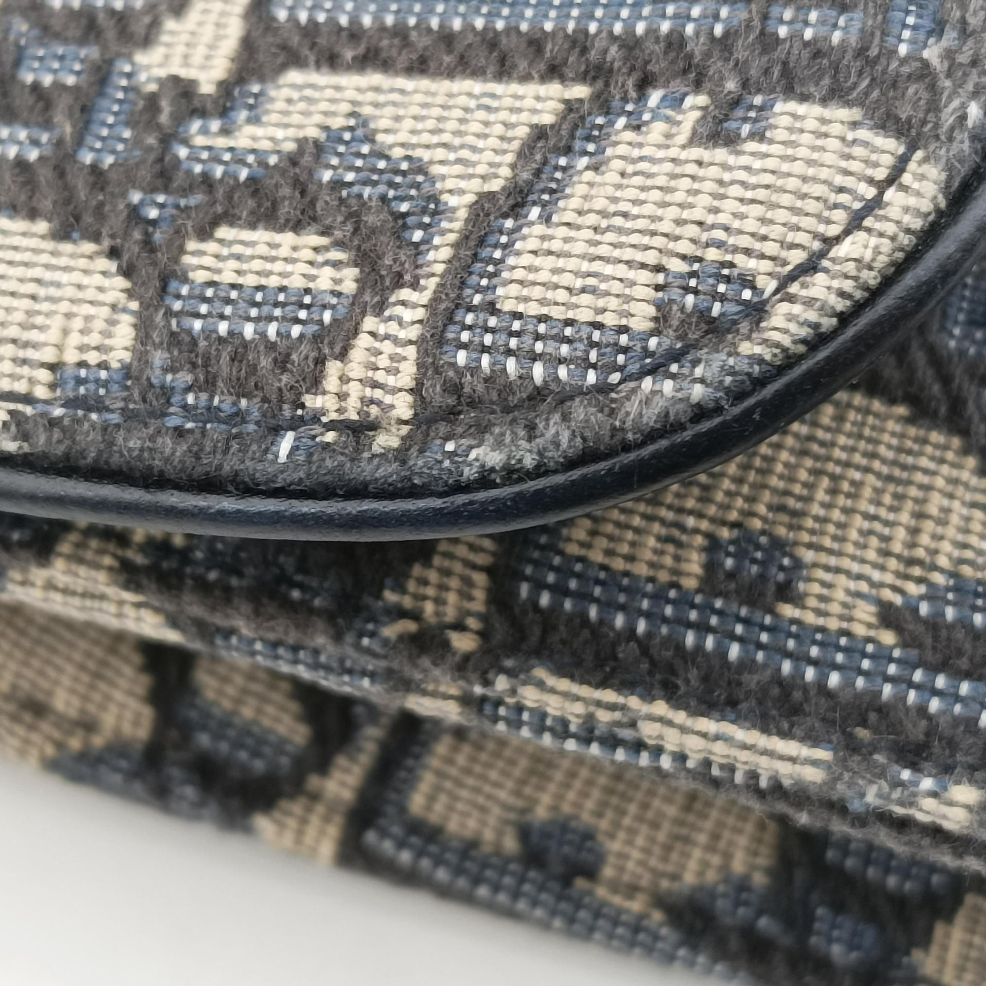 Vintage Christian Dior Saddle Navy×Gray Jacquard x Leather  bum bag/waist bag | stylenewstar