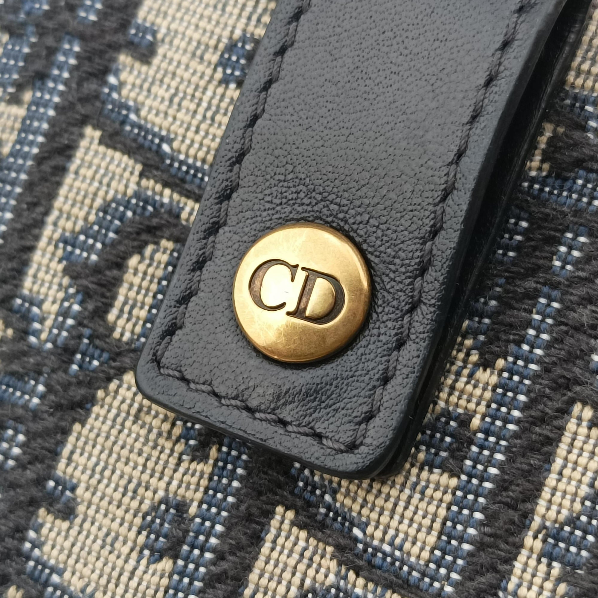 Vintage Christian Dior Saddle Navy×Gray Jacquard x Leather  bum bag/waist bag | stylenewstar