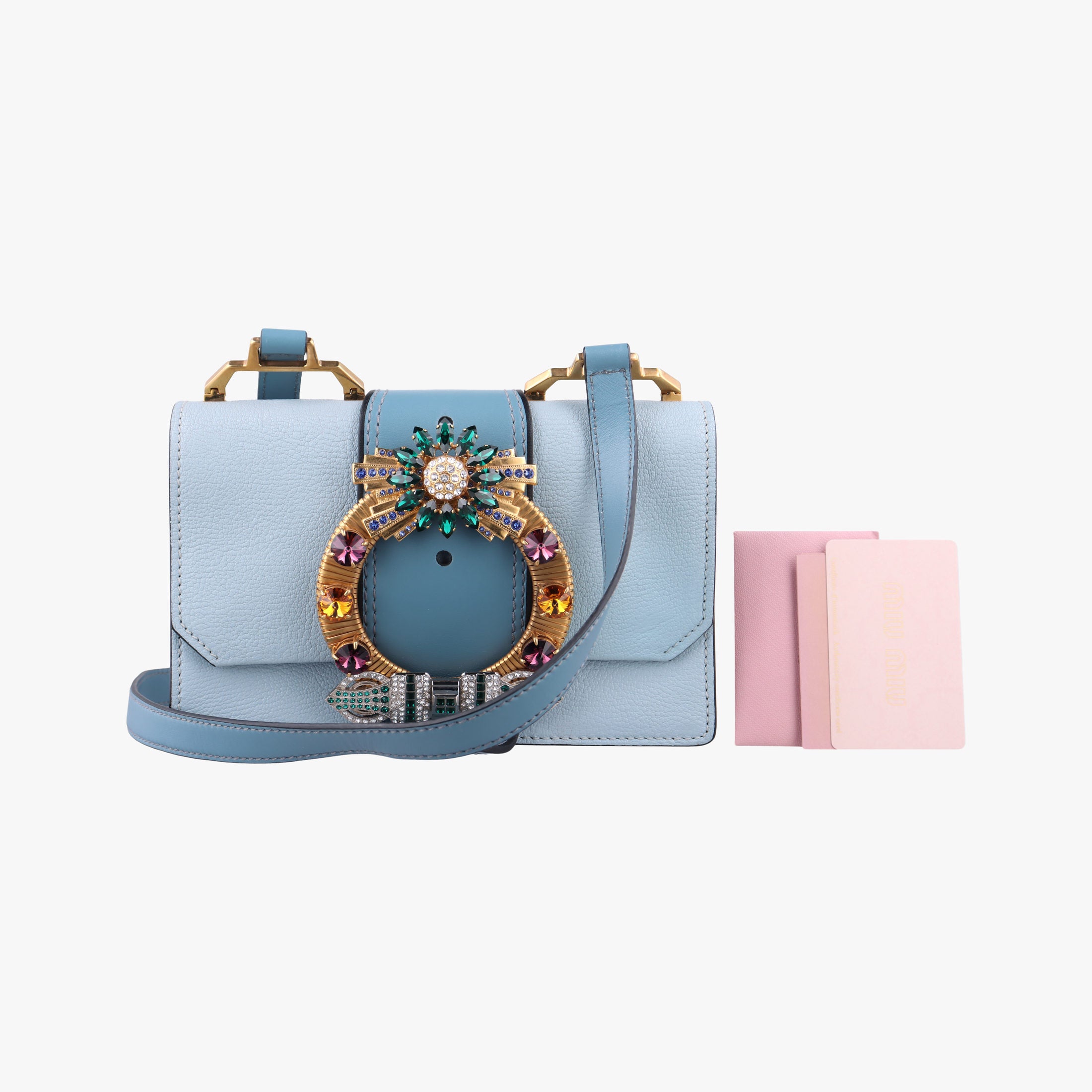 Pre-owned Miu Miu Miu Lady Blue×multiclor Leather  shoulderbag | stylenewstar