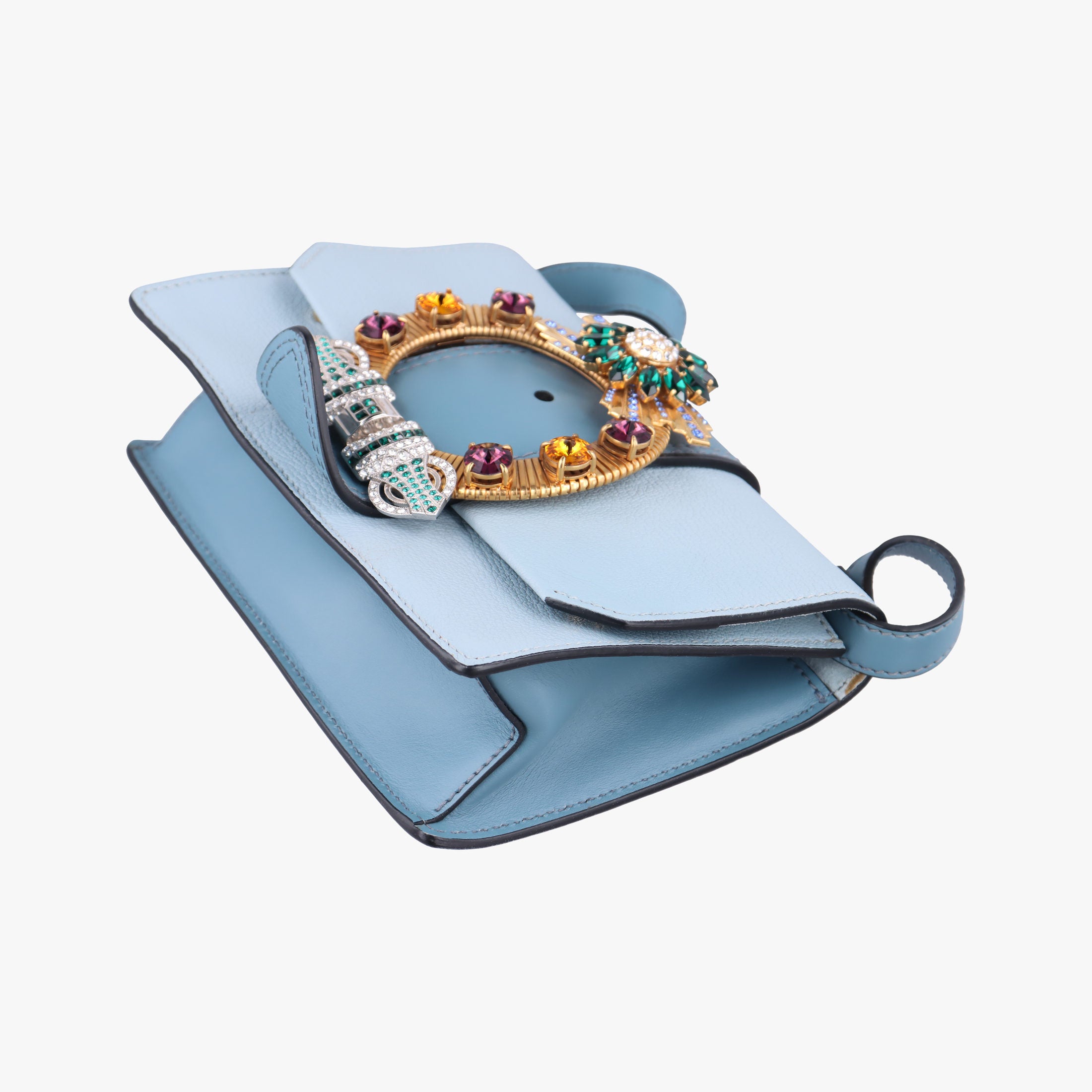 Pre-owned Miu Miu Miu Lady Blue×multiclor Leather  shoulderbag | stylenewstar